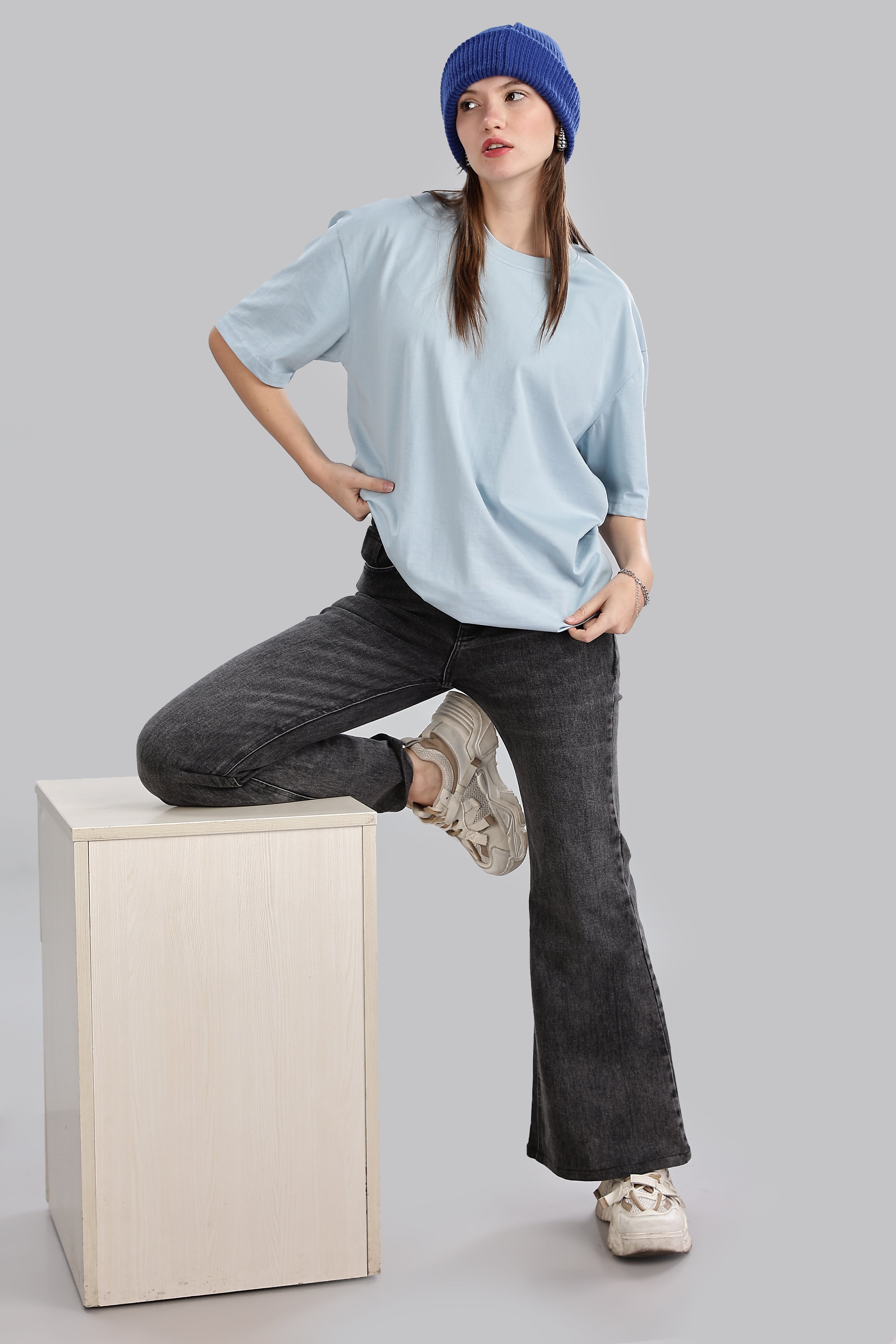 Pigeon Blue Oversized T-Shirt
