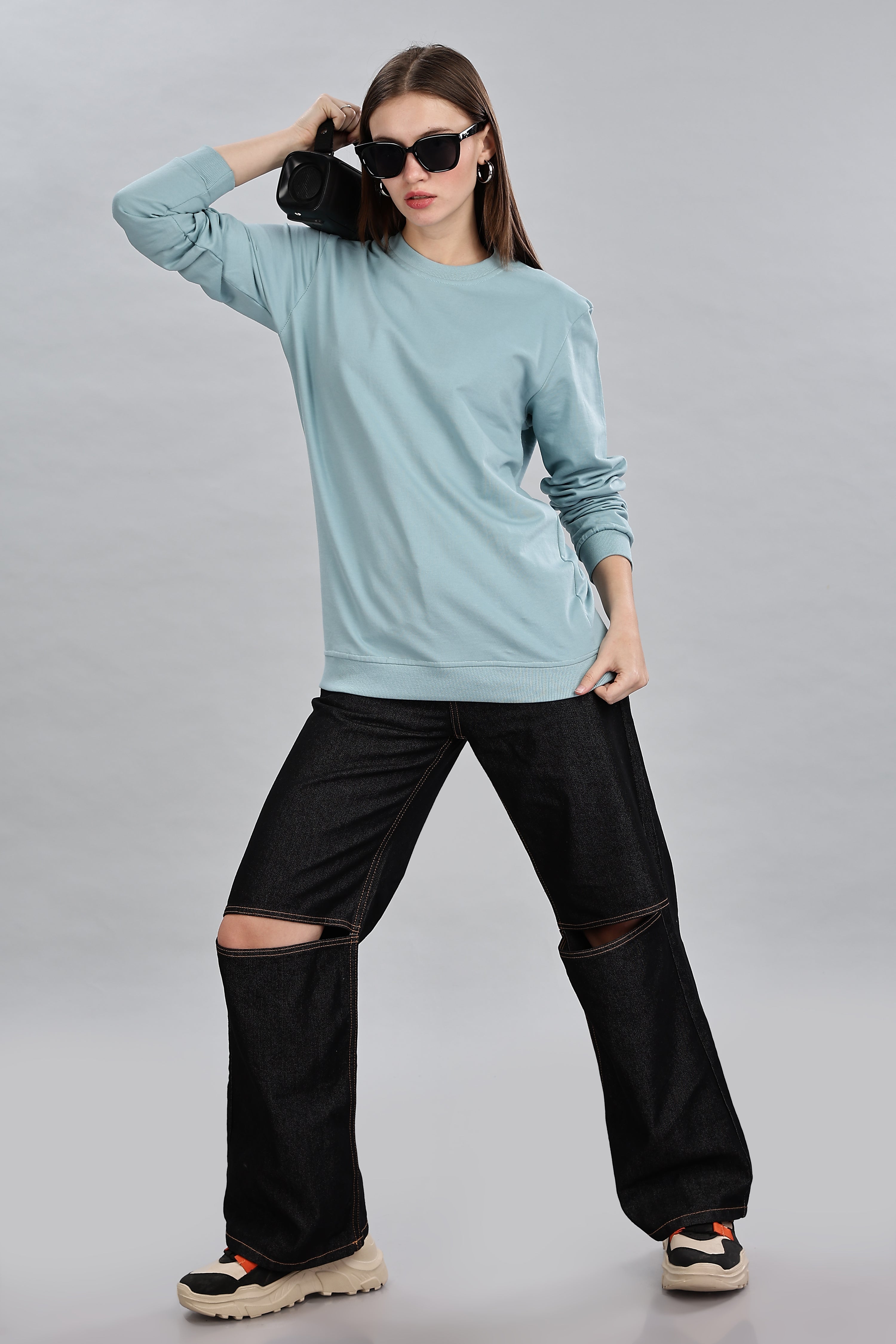 Pigeon Blue Cotton Women’s Sweatshirt