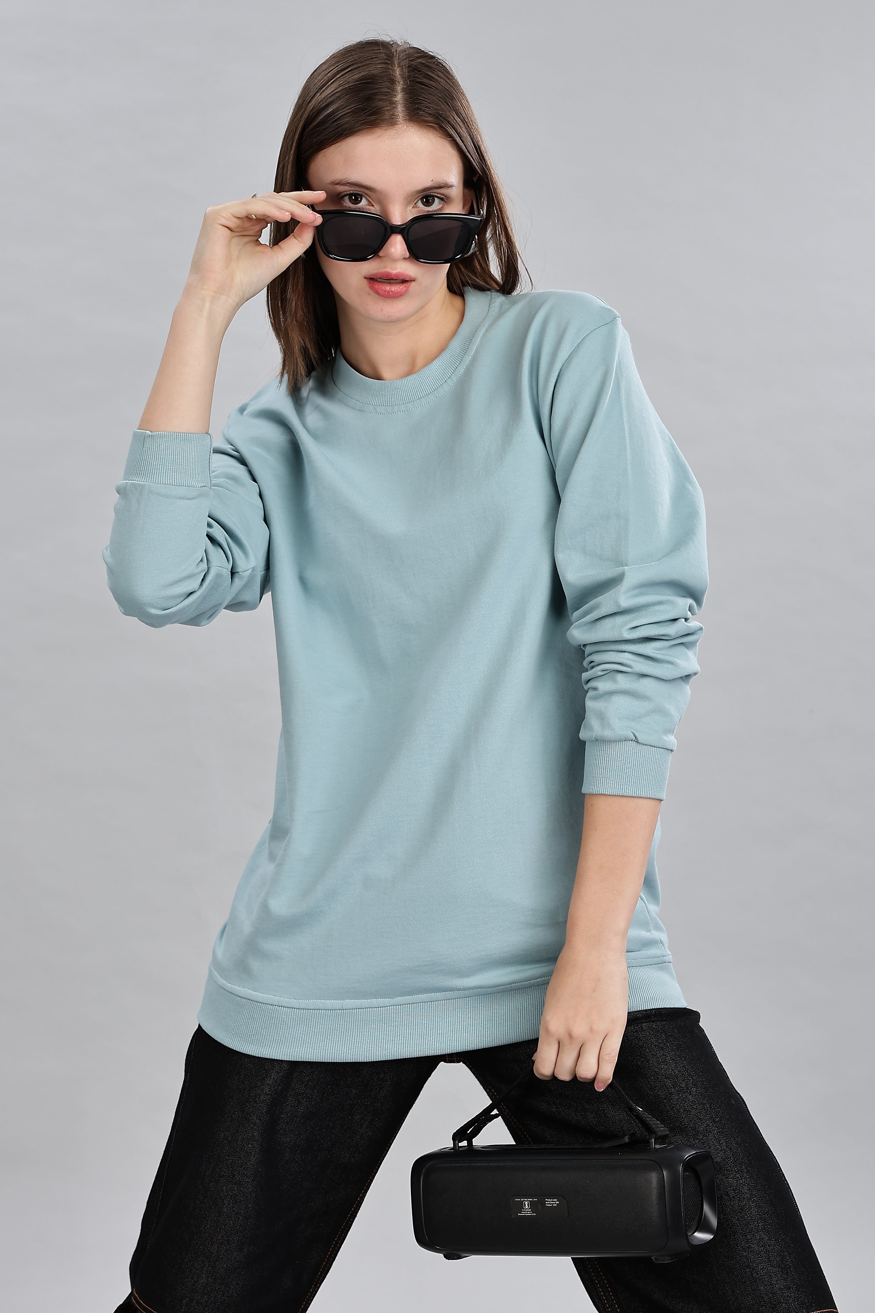Pigeon Blue Cotton Women’s Sweatshirt
