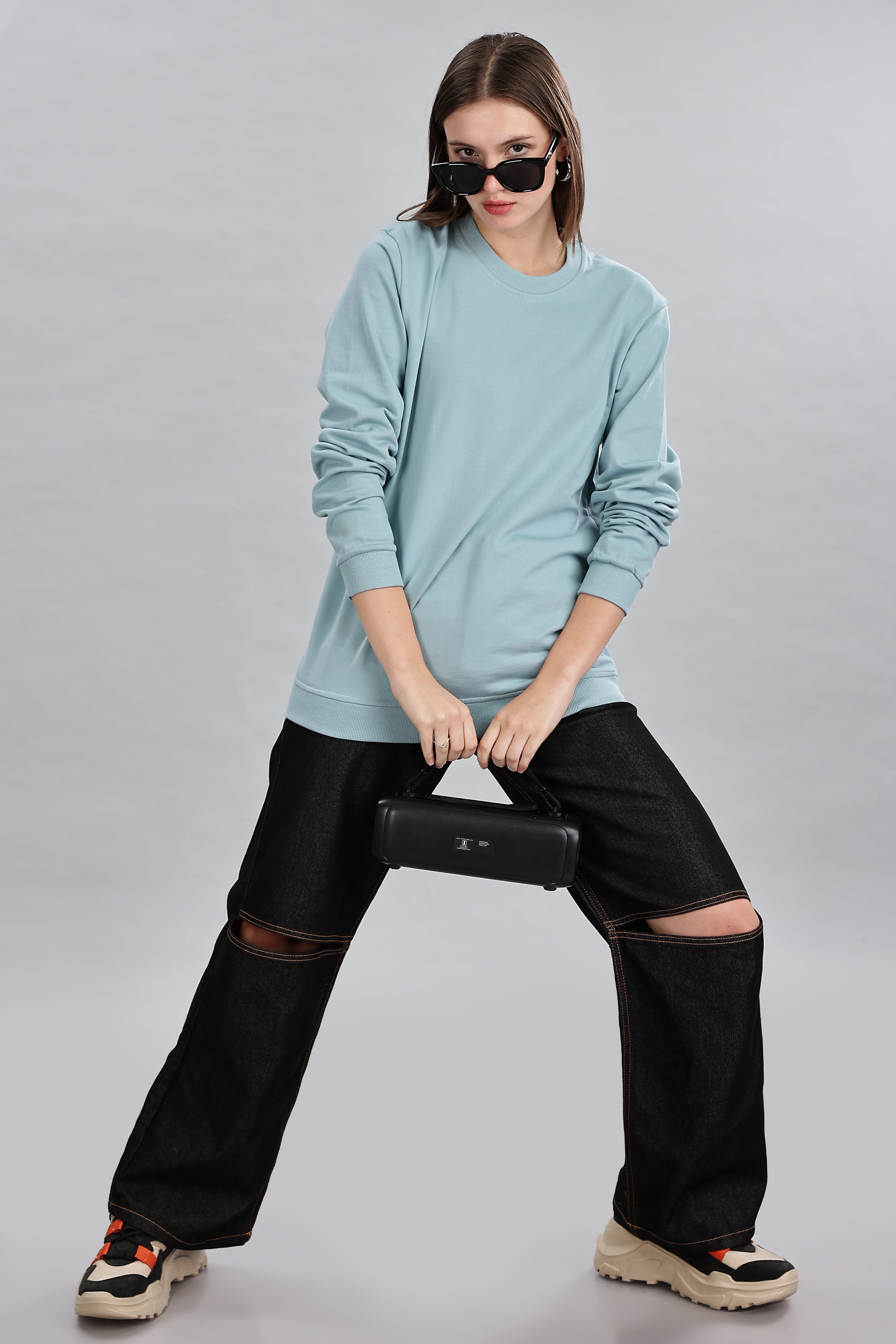 Pigeon Blue Cotton Women’s Sweatshirt