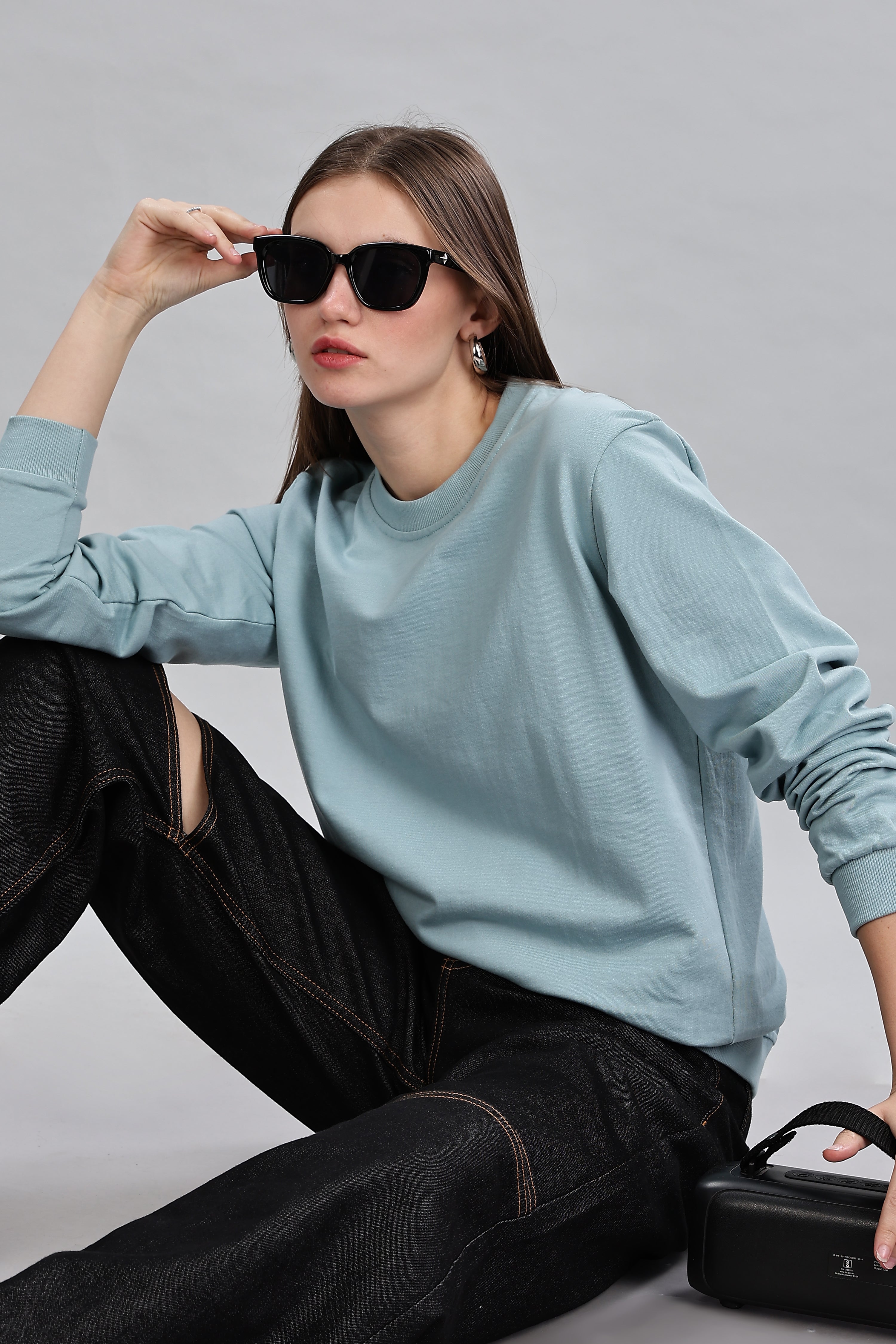 Pigeon Blue Cotton Women’s Sweatshirt