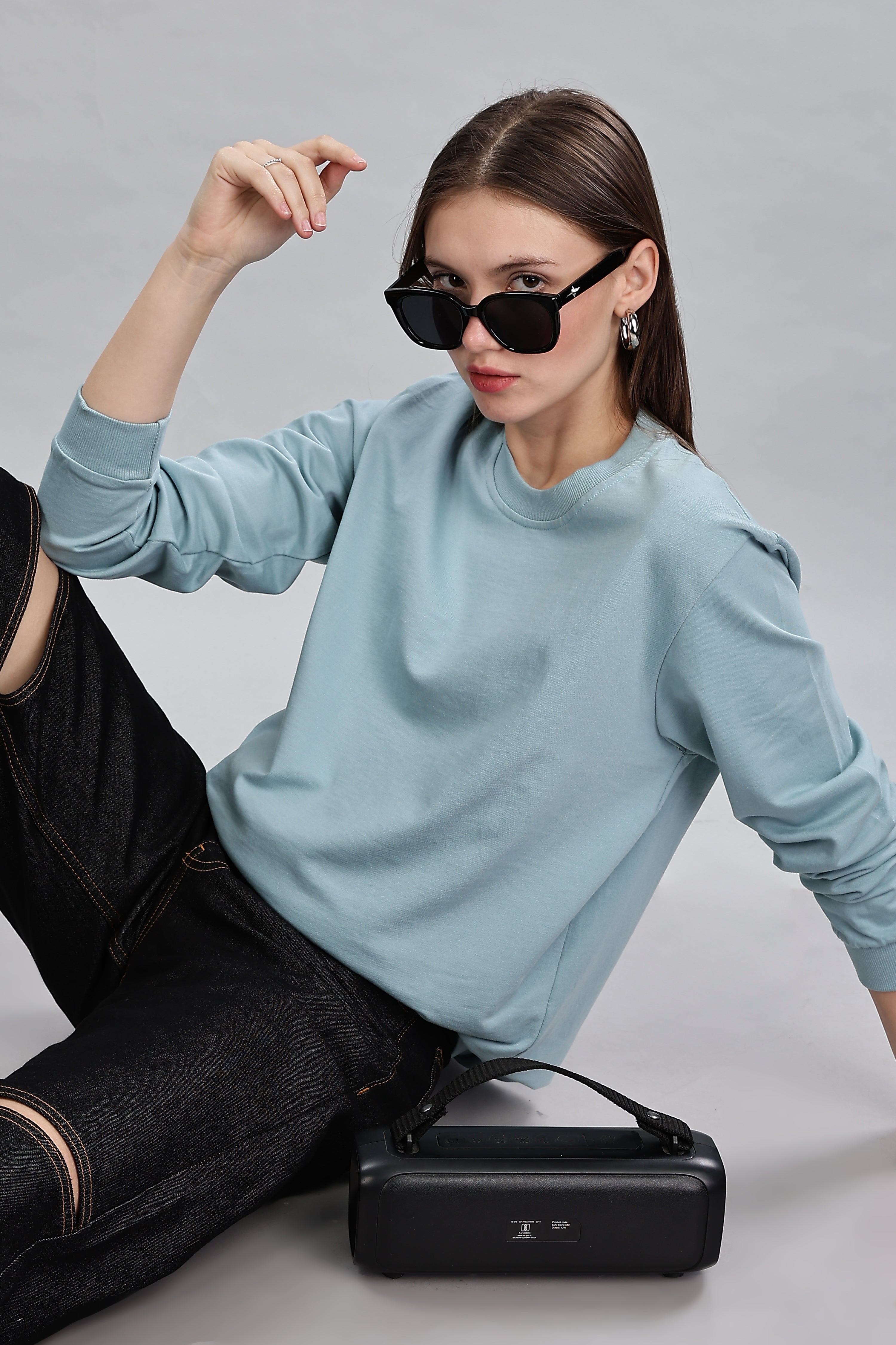 Pigeon Blue Cotton Women’s Sweatshirt