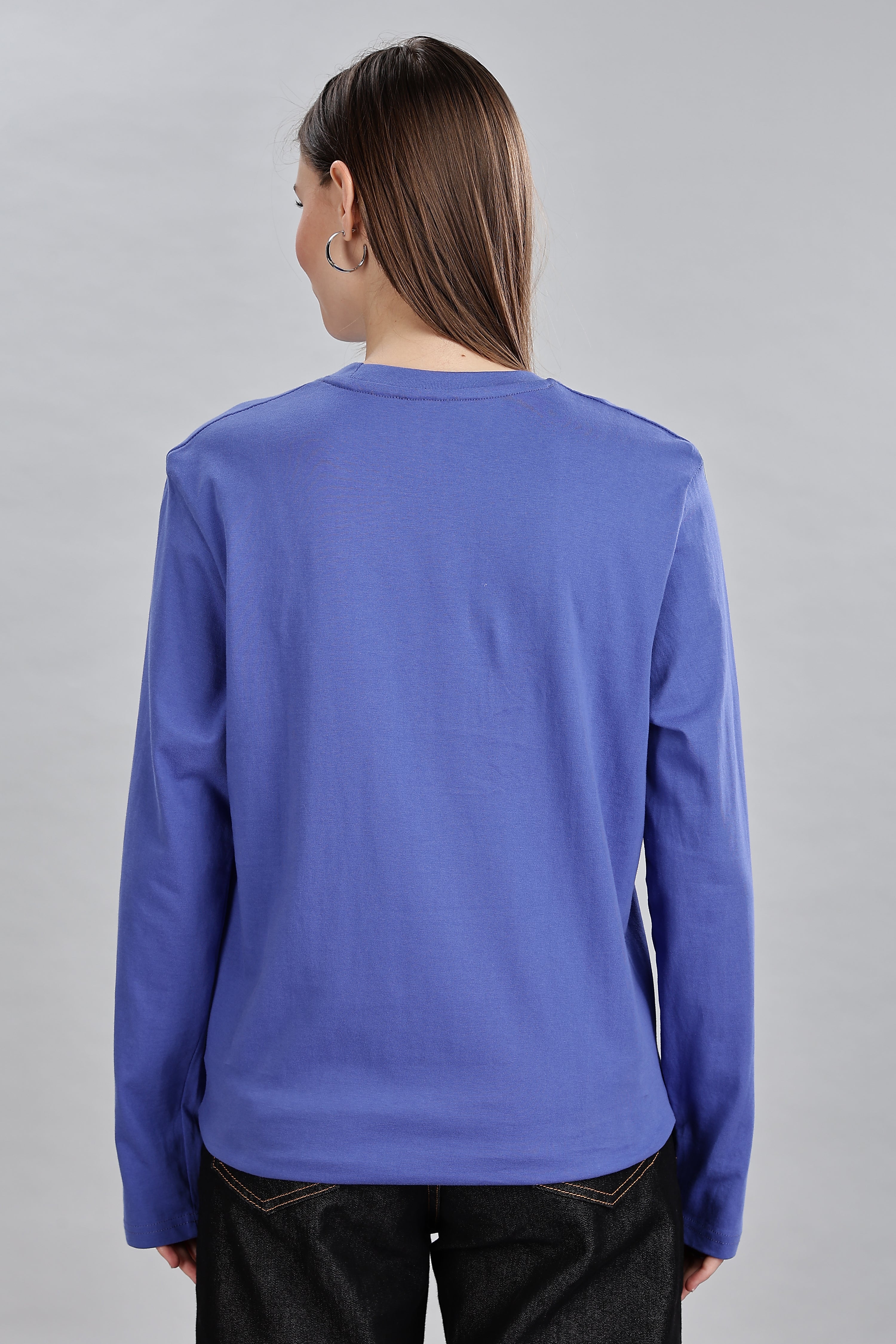 English Blue Long Sleeve Rounded Neck T-Shirt