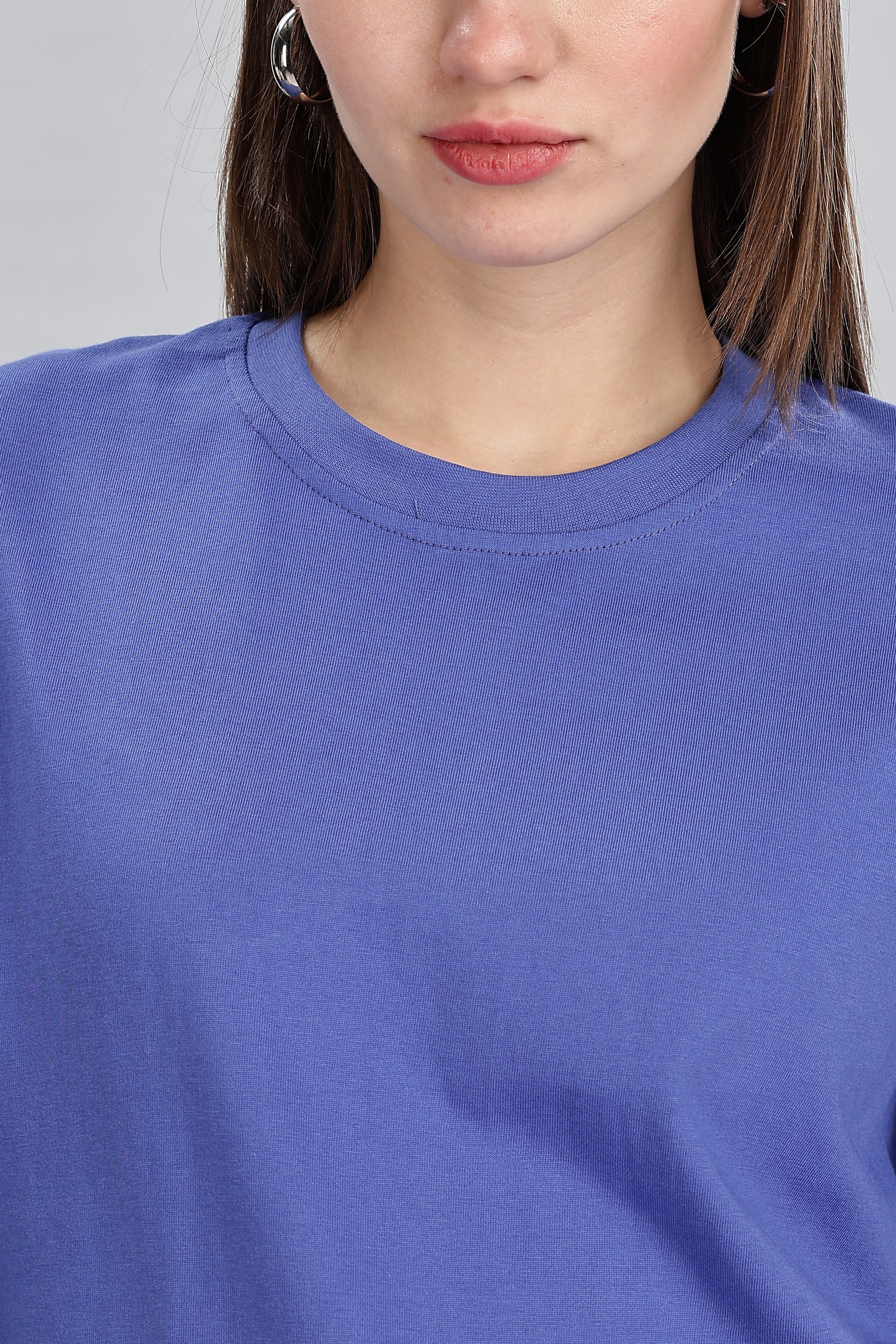 English Blue Long Sleeve Rounded Neck T-Shirt