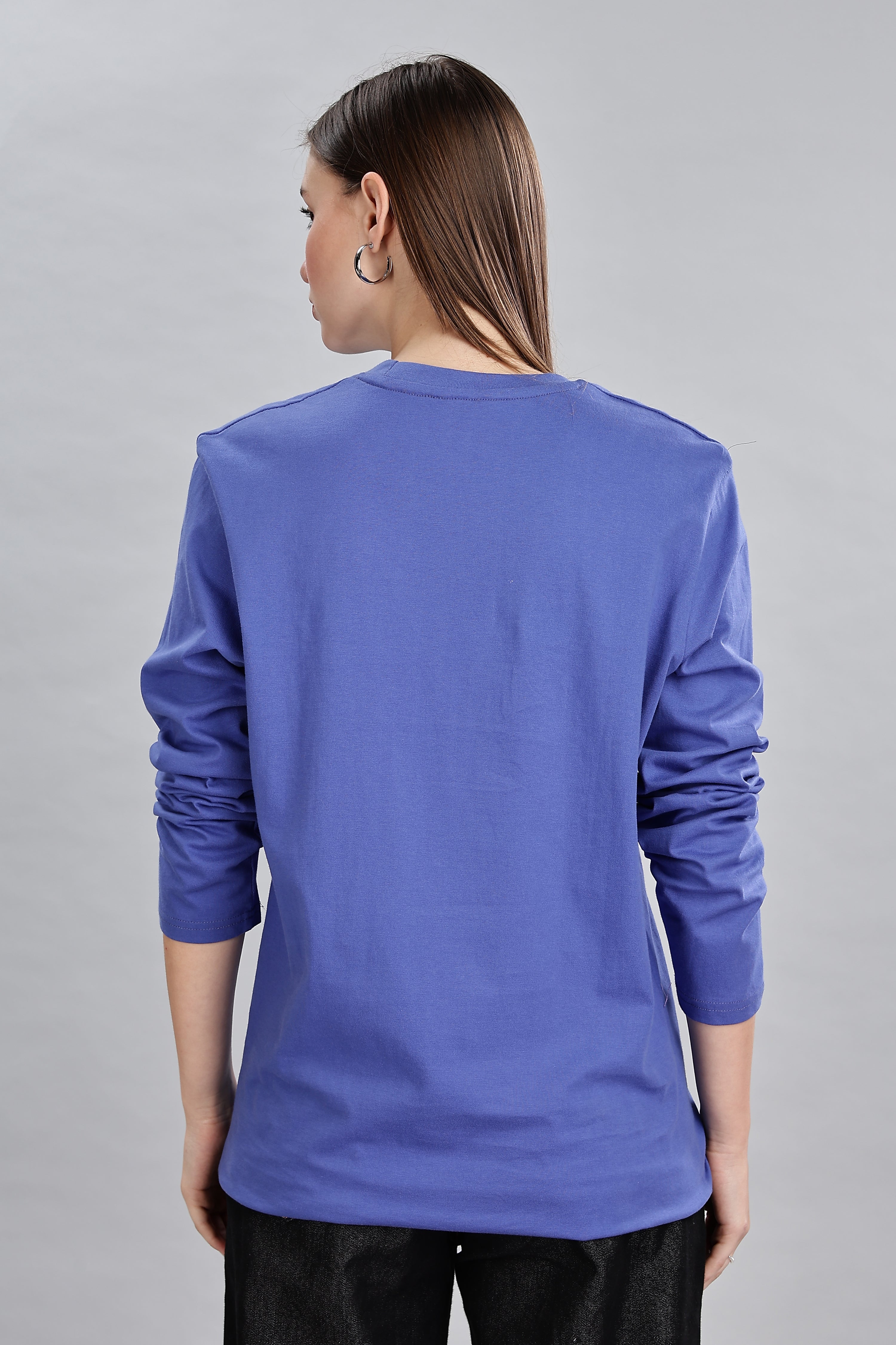 English Blue Long Sleeve Rounded Neck T-Shirt