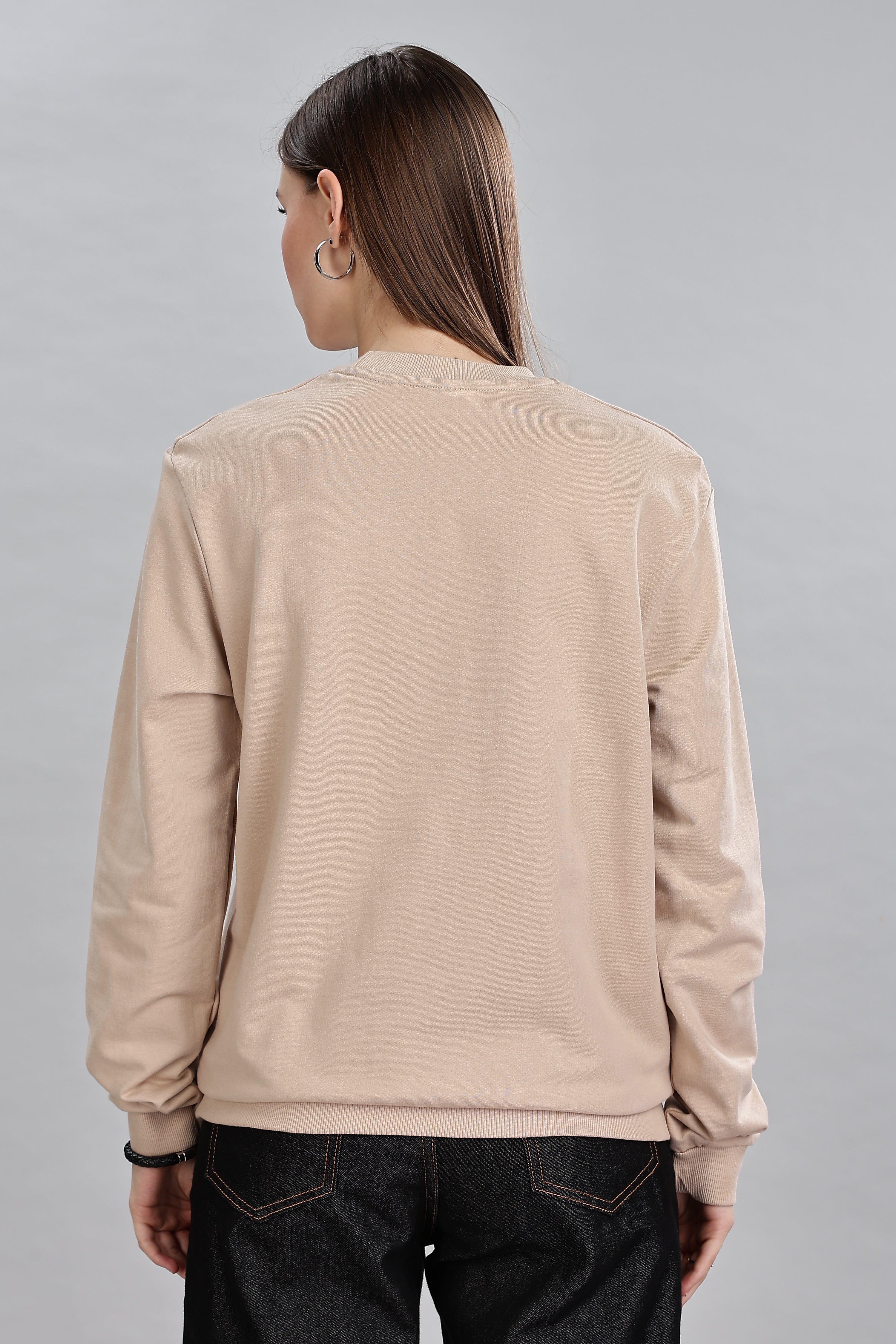 Almond Beige Cotton Women’s Sweatshirt