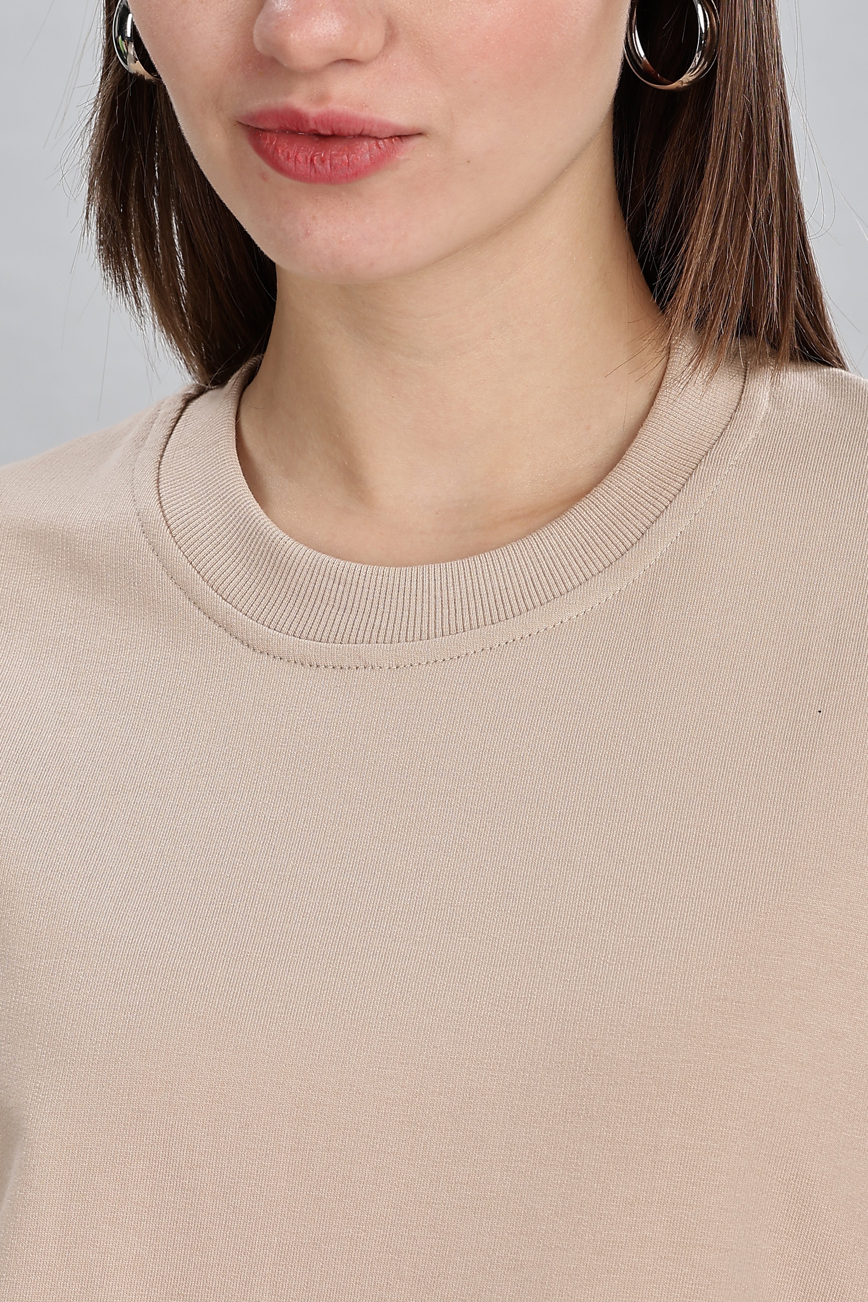 Almond Beige Cotton Women’s Sweatshirt