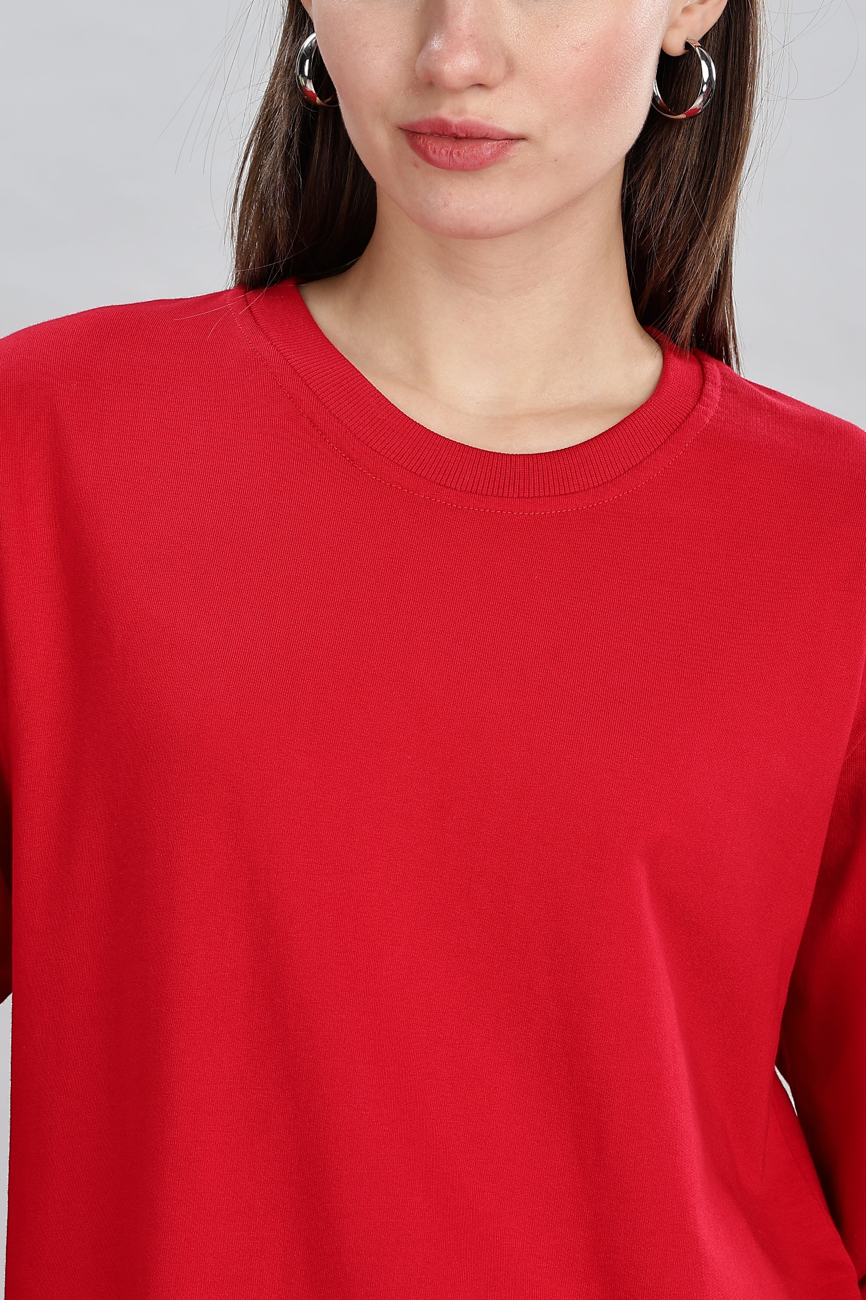 Classic Red Pure Cotton Women’s Sweatshirt
