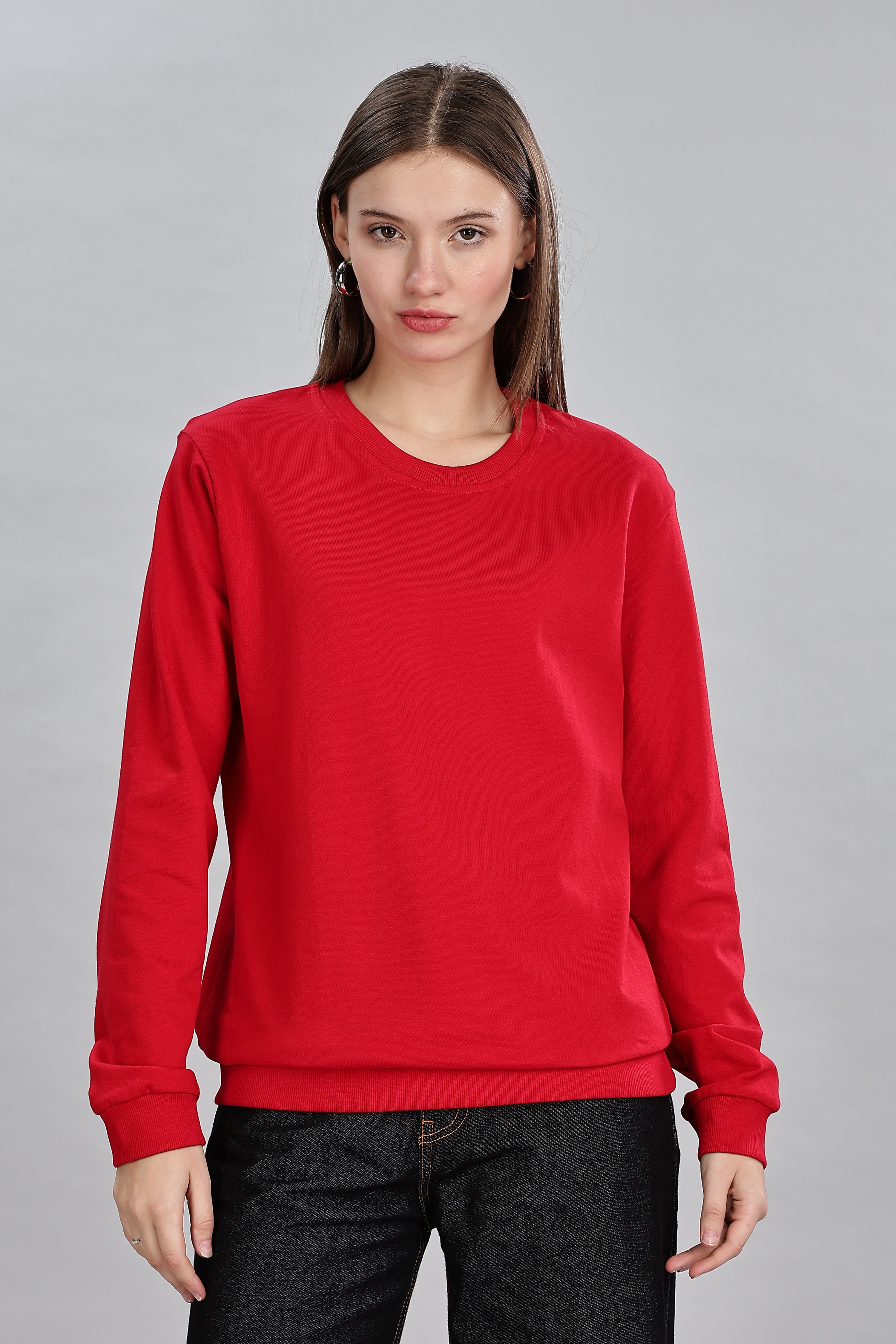 Classic Red Pure Cotton Women’s Sweatshirt