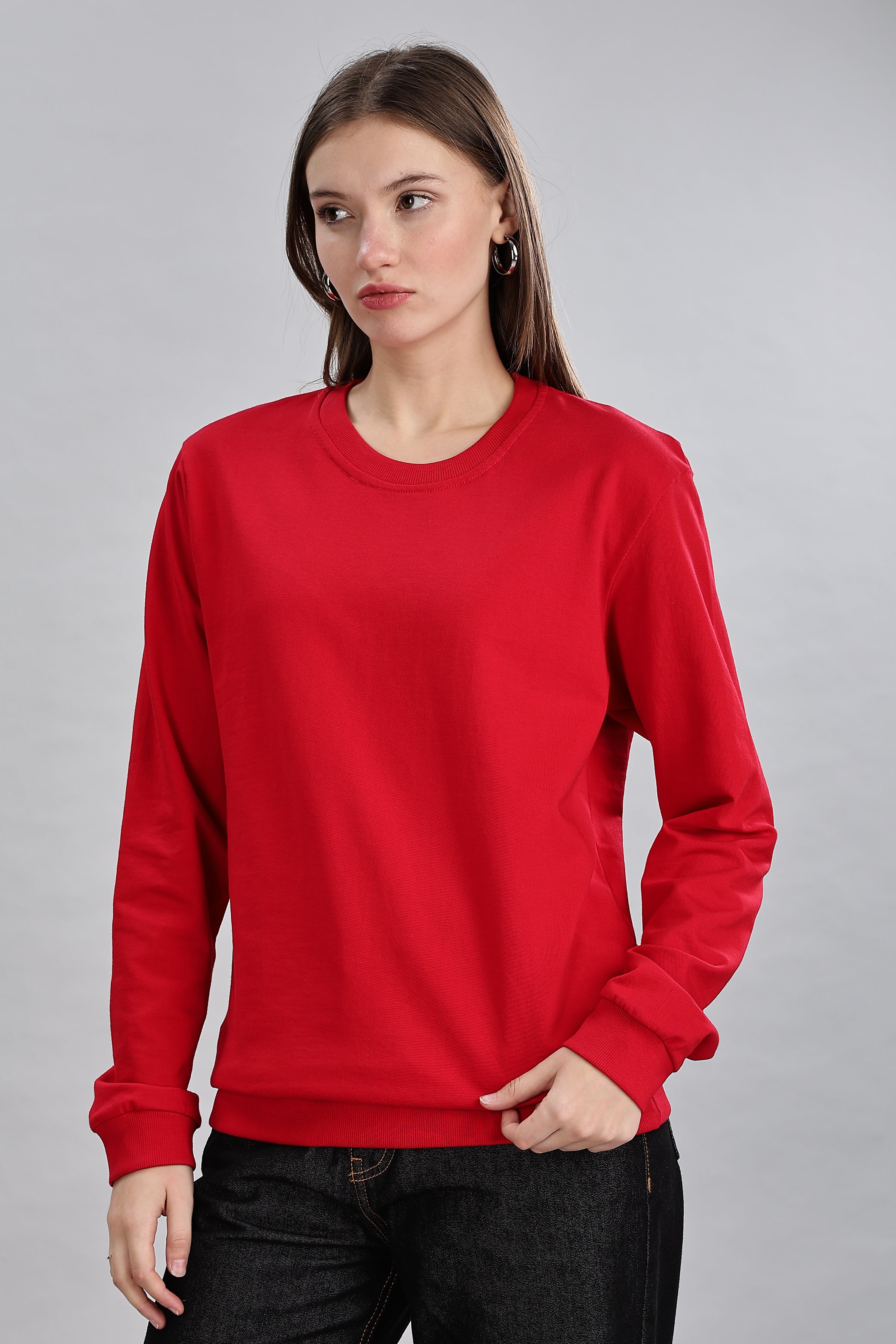 Classic Red Pure Cotton Women’s Sweatshirt