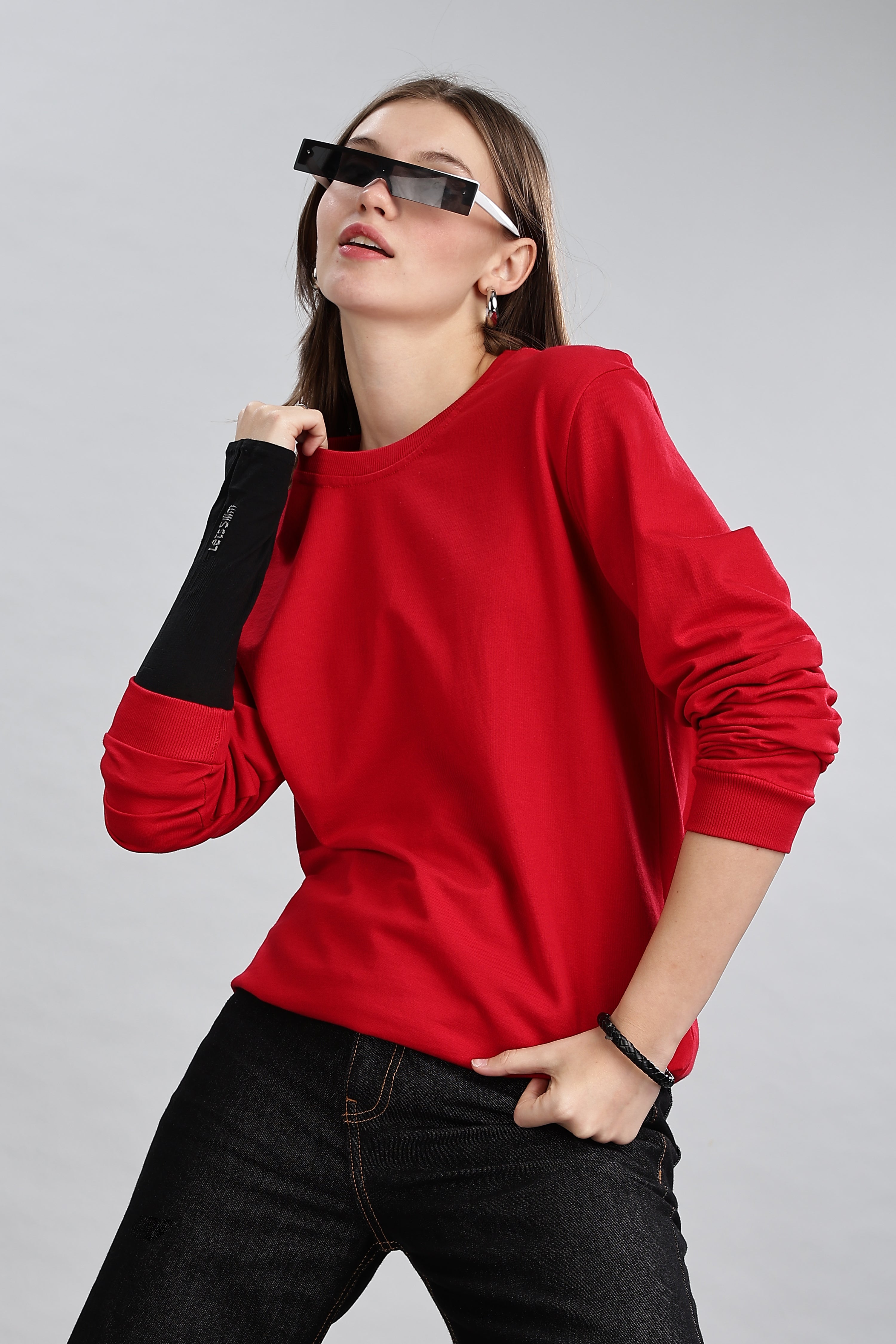 Classic Red Pure Cotton Women’s Sweatshirt