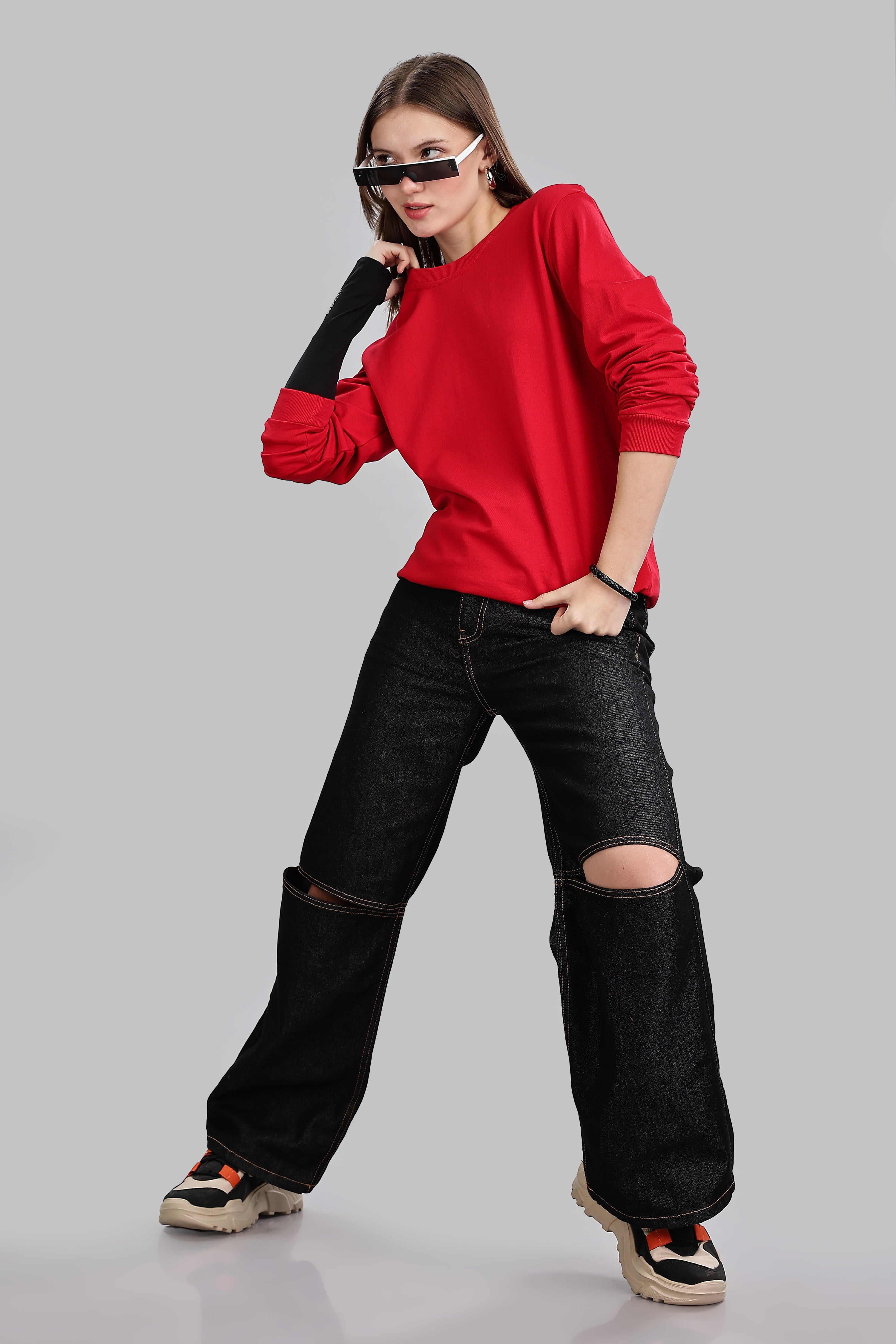 Classic Red Pure Cotton Women’s Sweatshirt