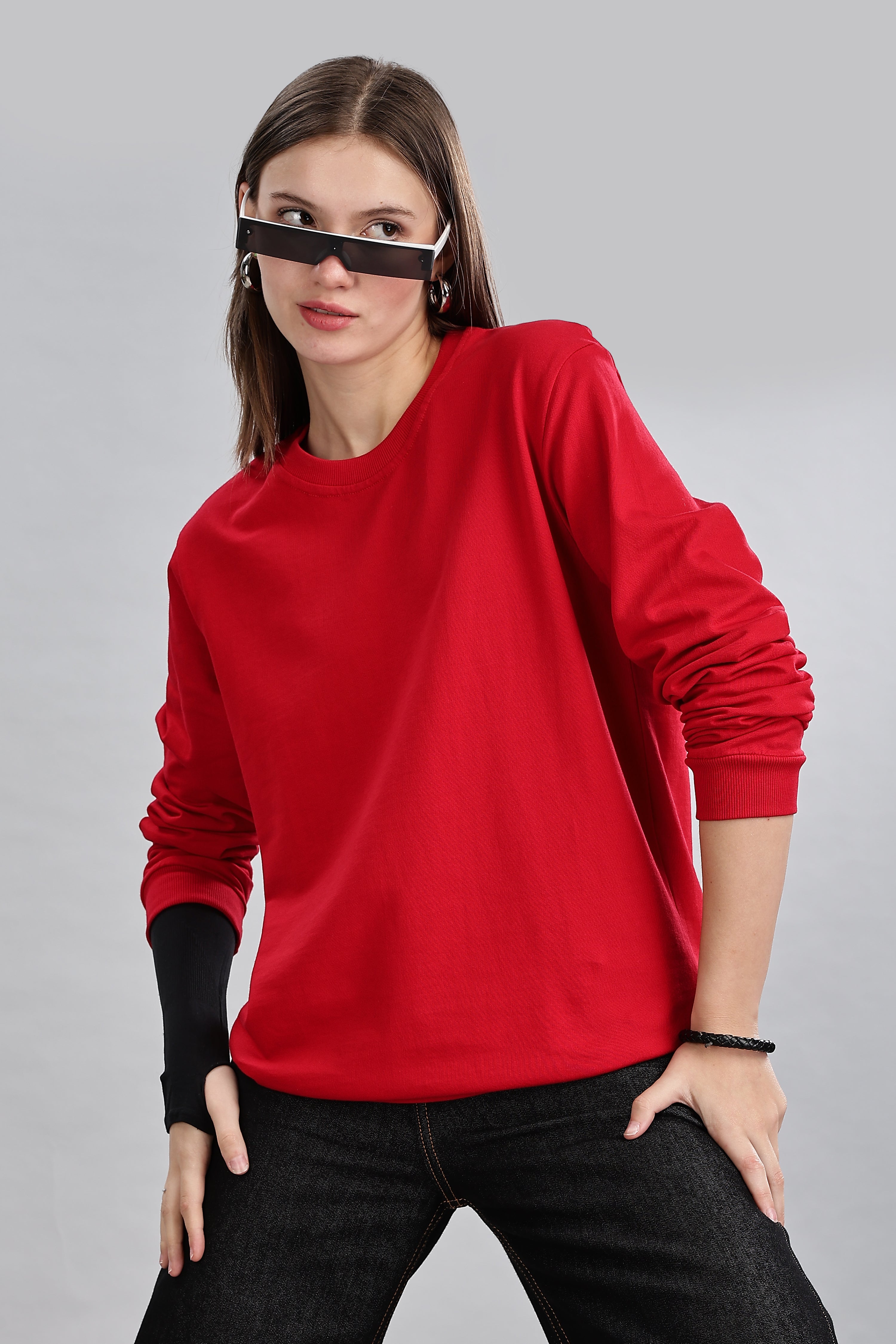 Classic Red Pure Cotton Women’s Sweatshirt