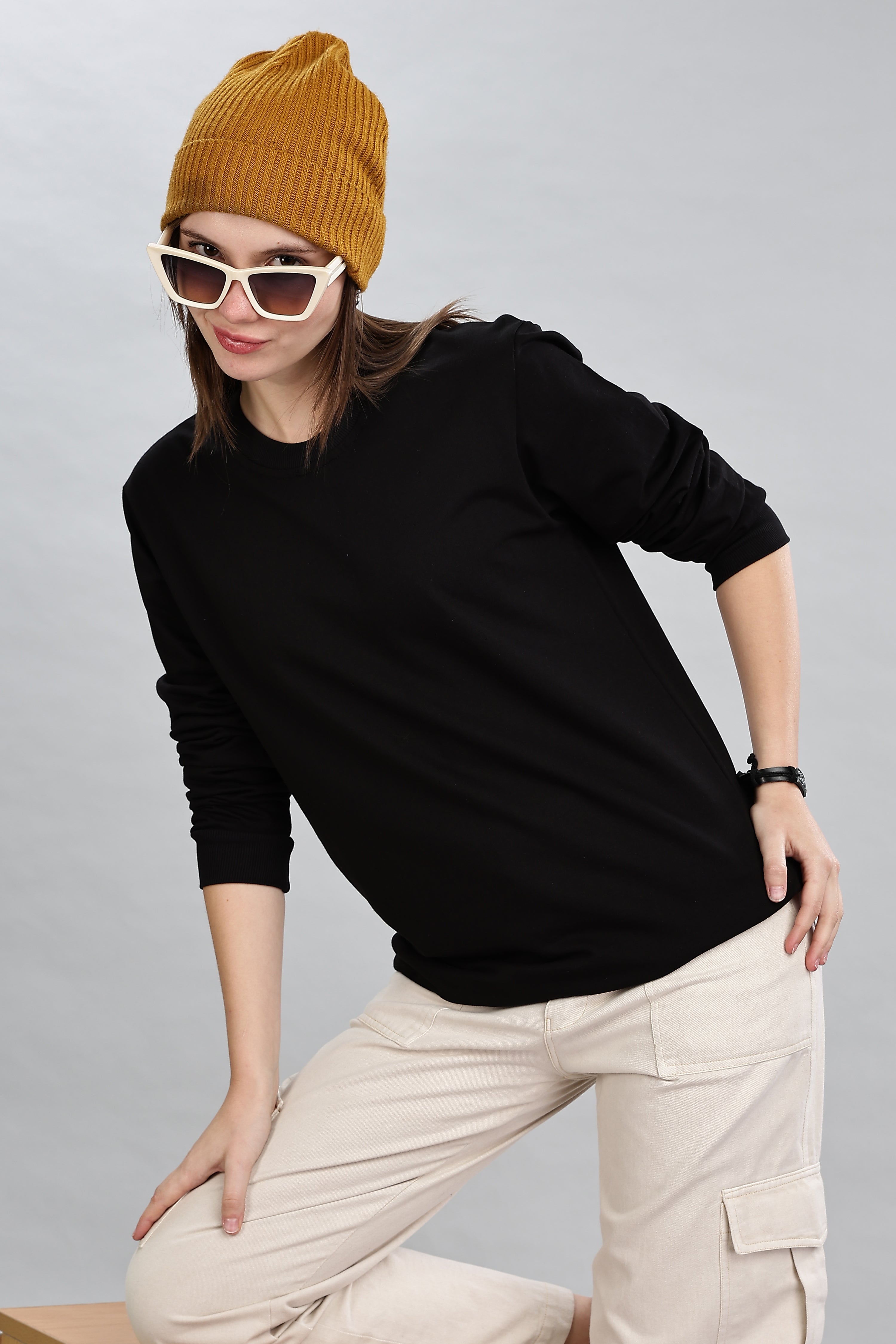Black Cotton Women’s Sweatshirt