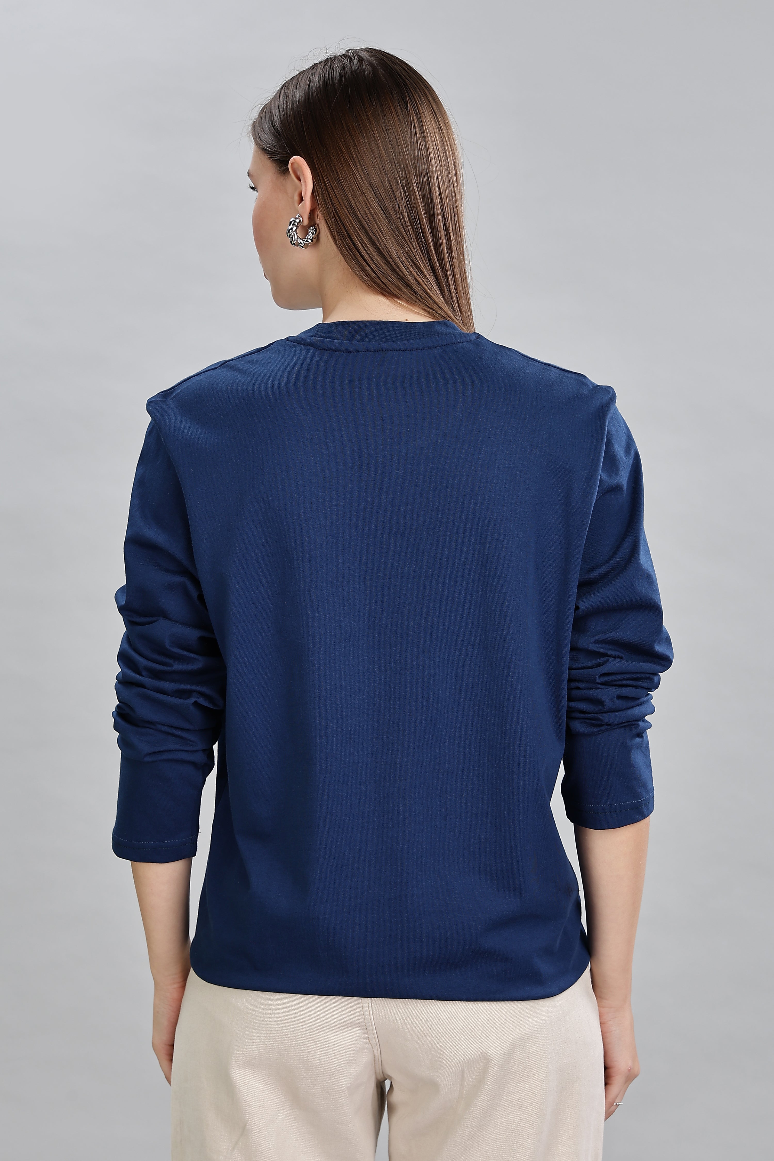 Teal Blue Long Sleeve Crew Neck T-Shirt