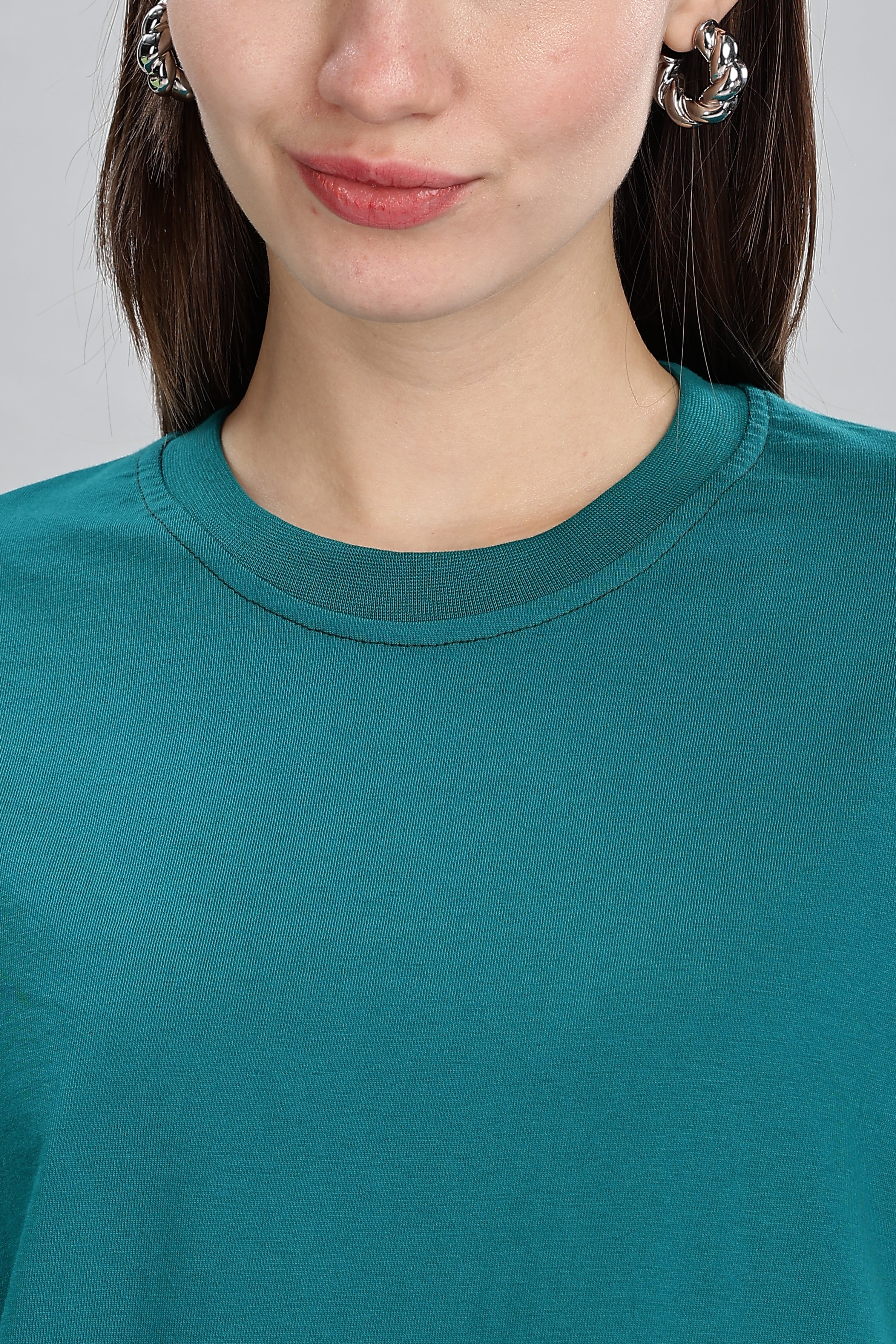 Peacock Blue Long Sleeve Crew Neck T-Shirt