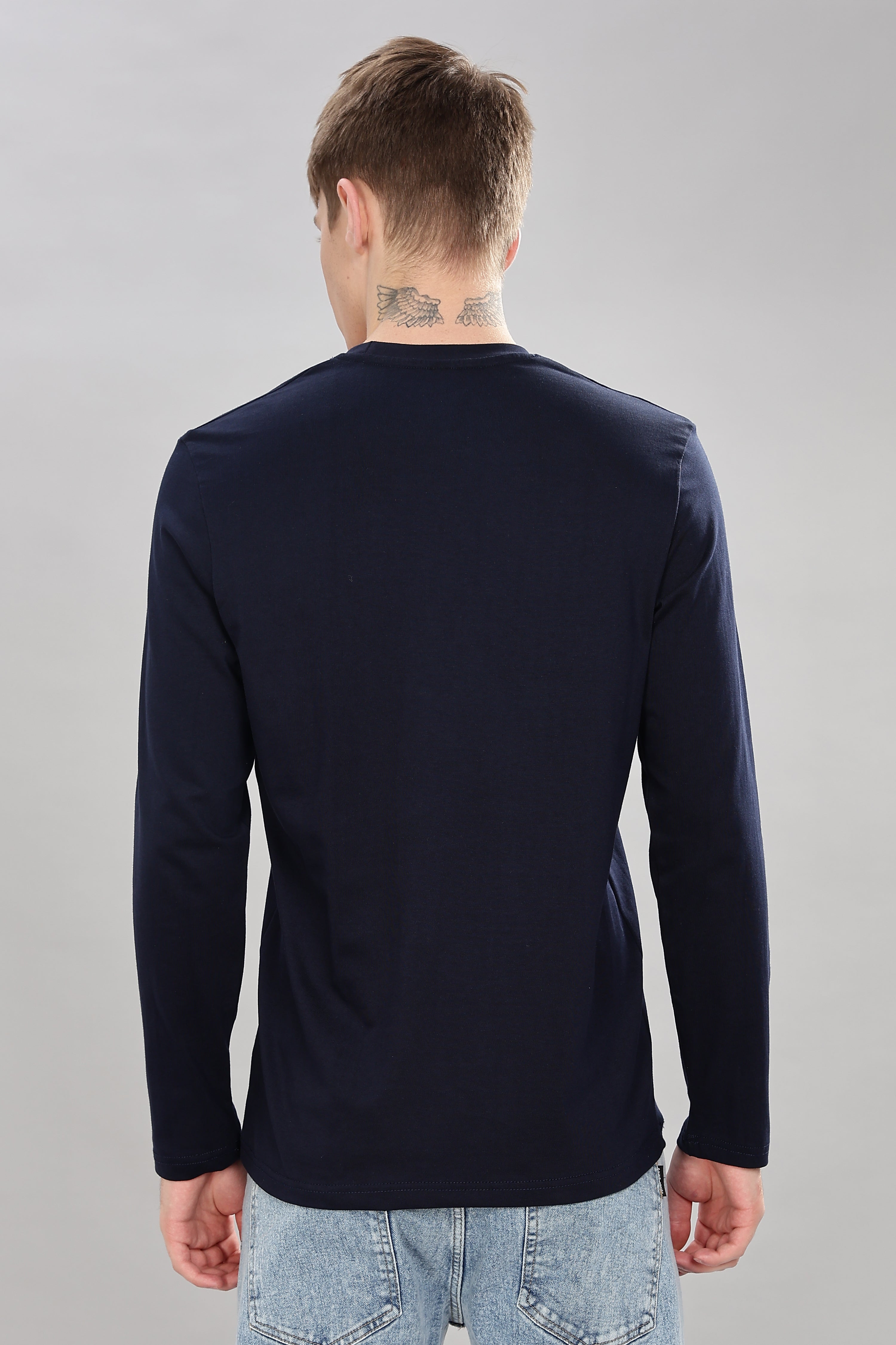 Navy Blue Long Sleeve Crew Neck T-Shirt