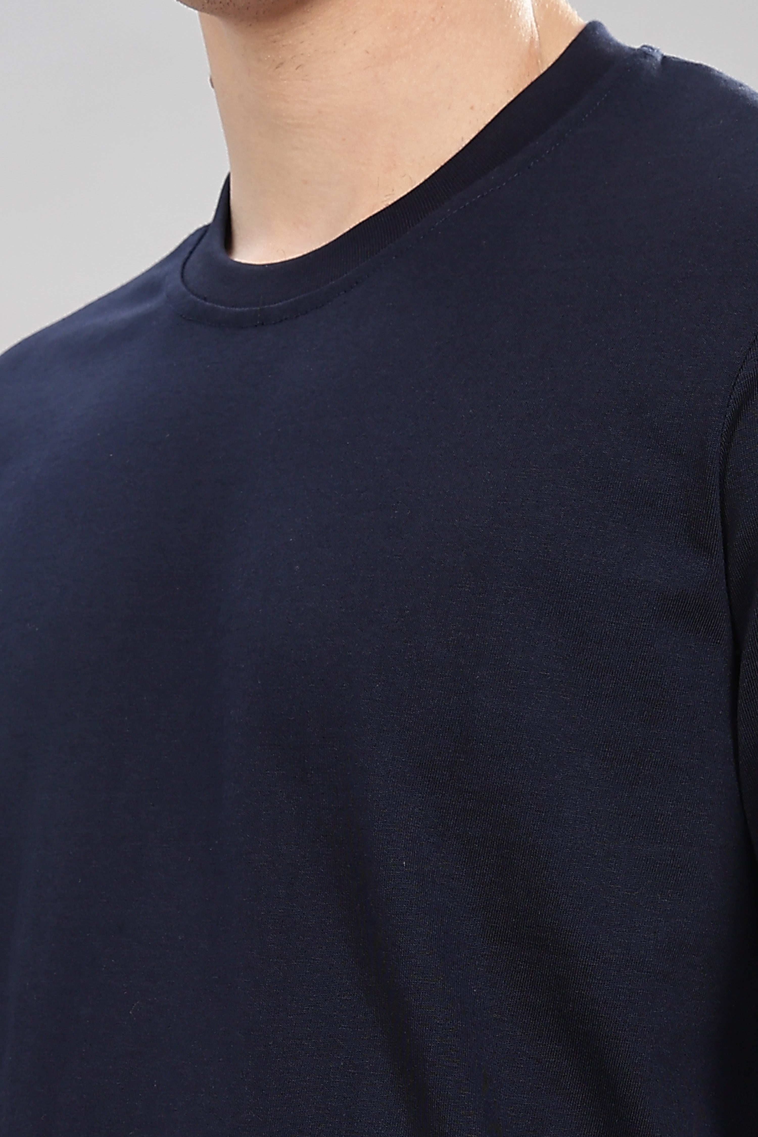 Navy Blue Long Sleeve Crew Neck T-Shirt