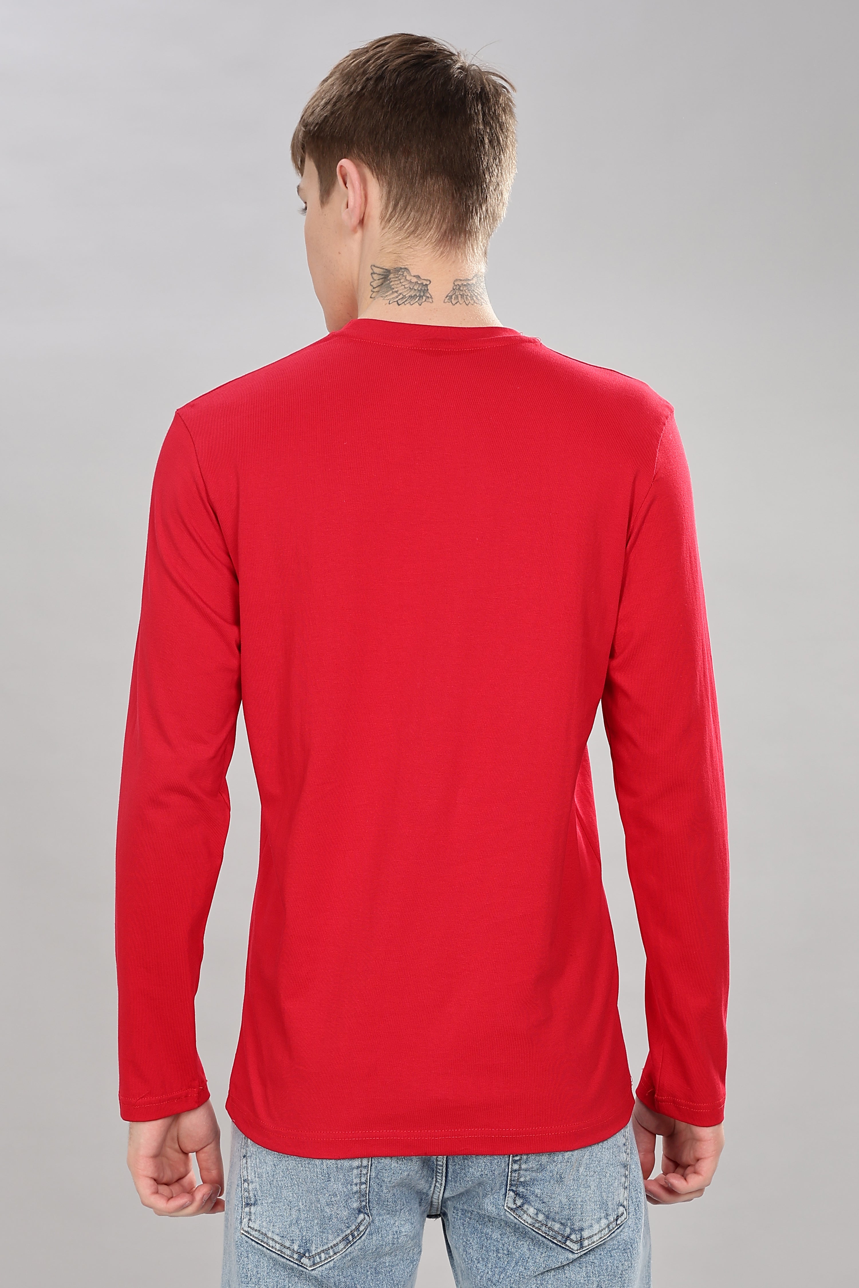 Classic Red Long Sleeve Crew Neck T-Shirt