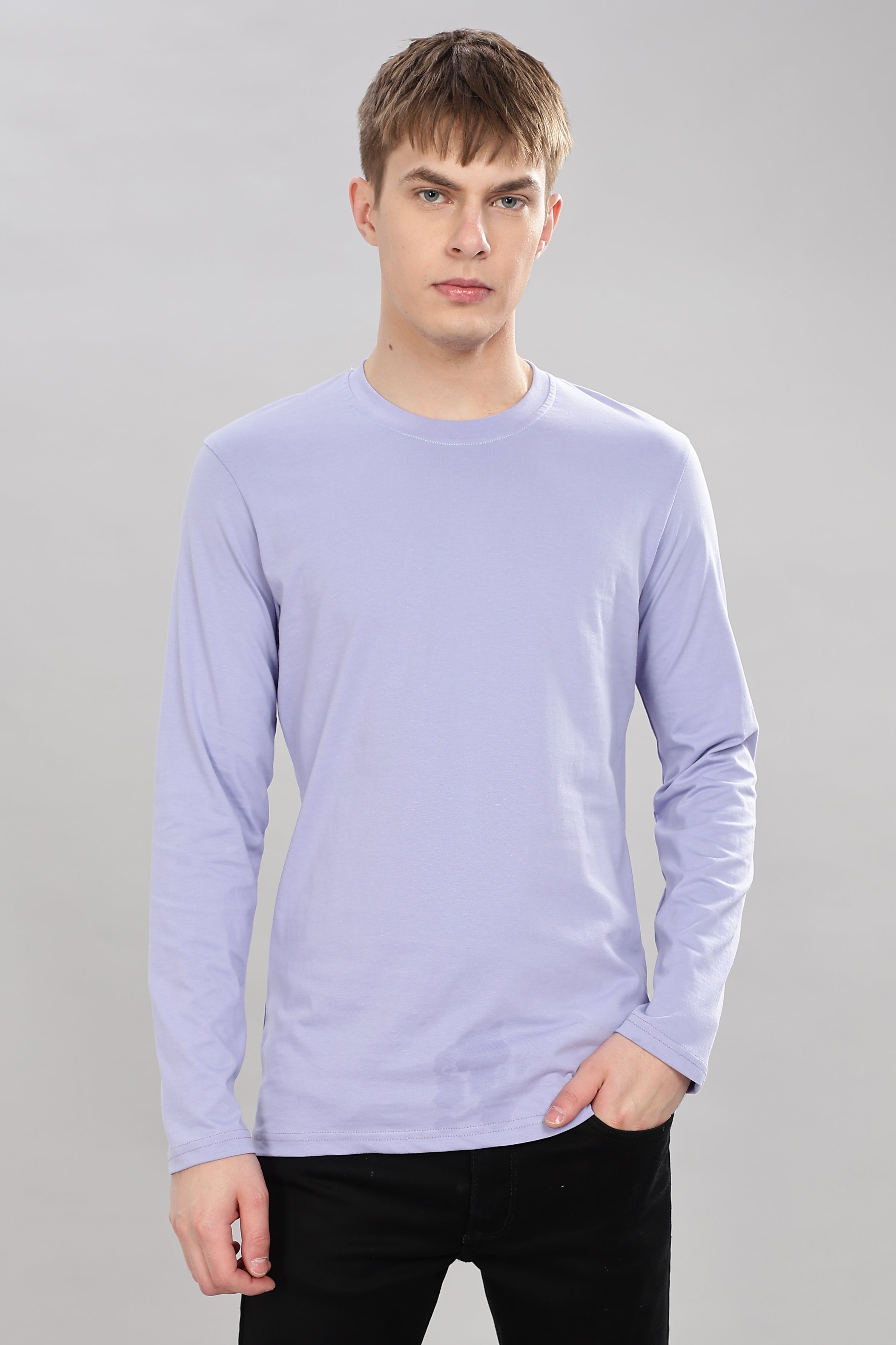 Sky Blue Long Sleeve Crew Neck T-Shirt