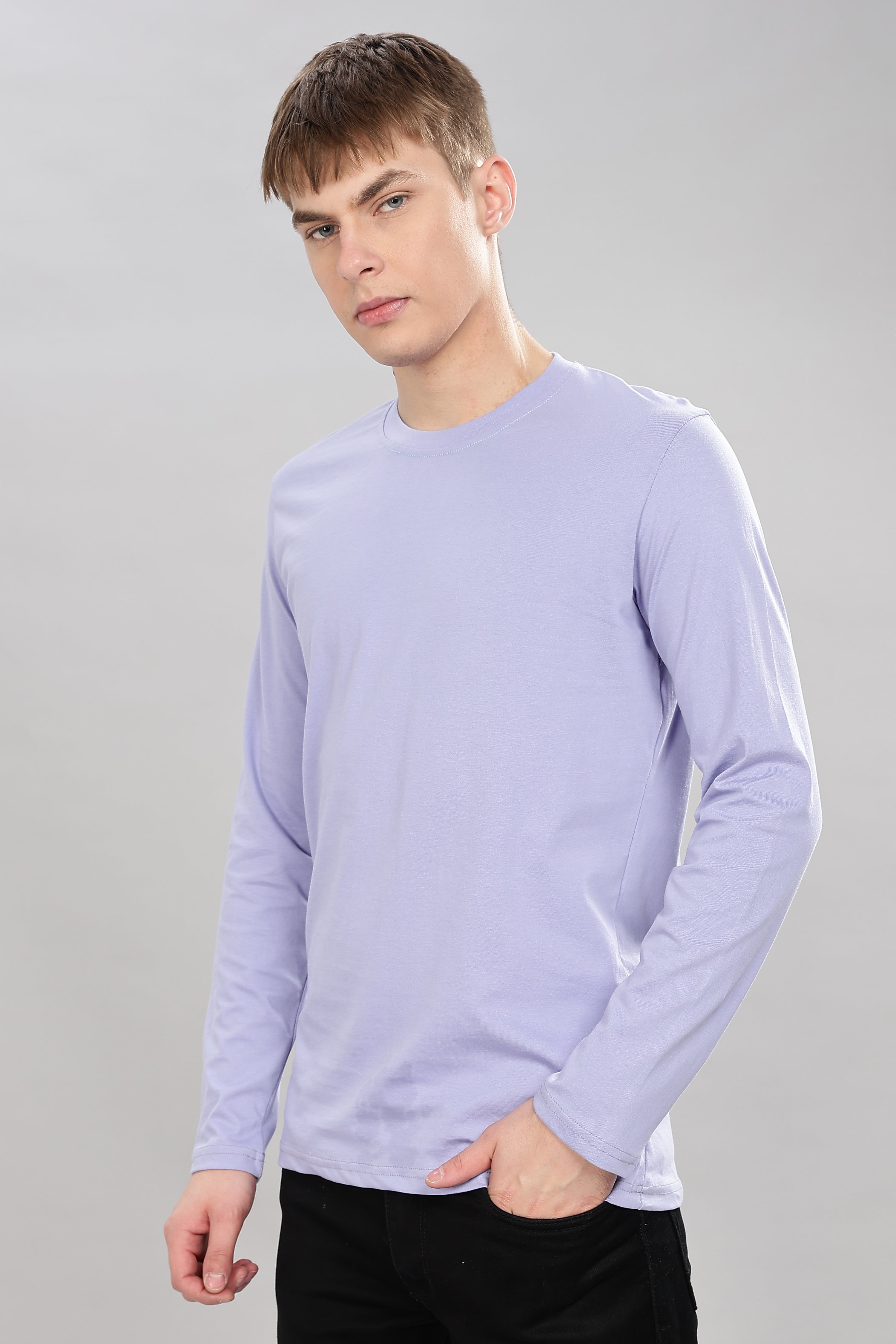 Sky Blue Long Sleeve Crew Neck T-Shirt