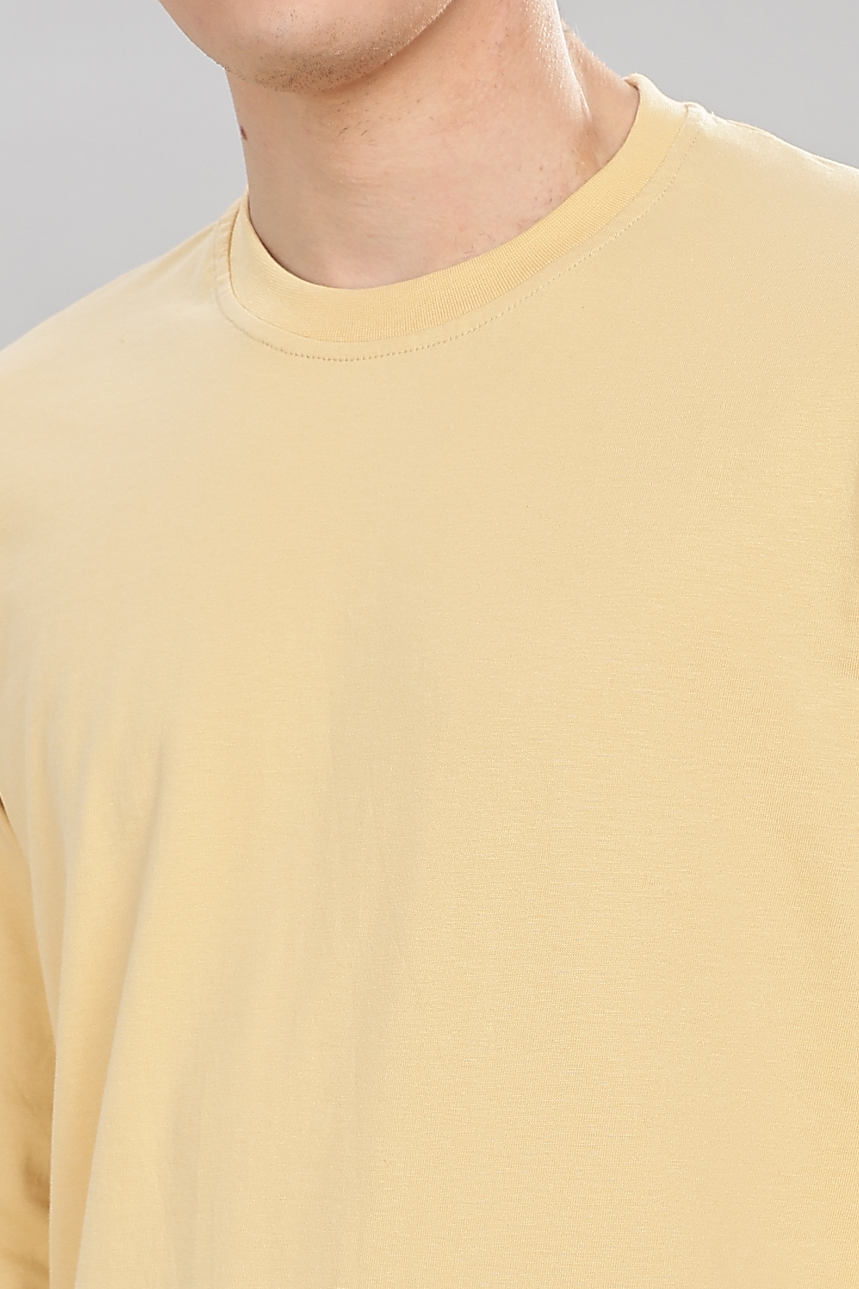 Cream Long Sleeve Crew Neck T-Shirt