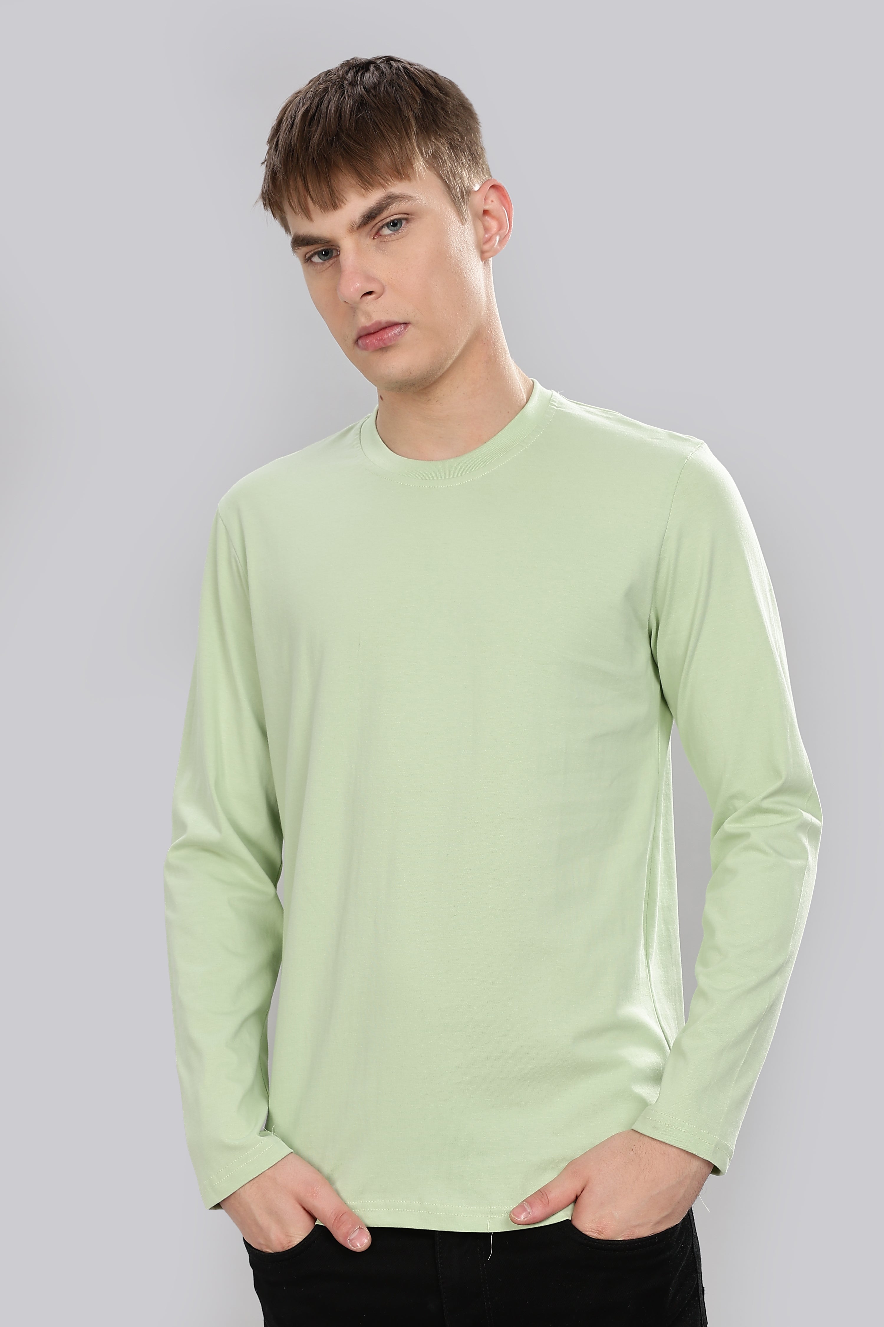 Seafoam Green Long Sleeve Crew Neck T-Shirt