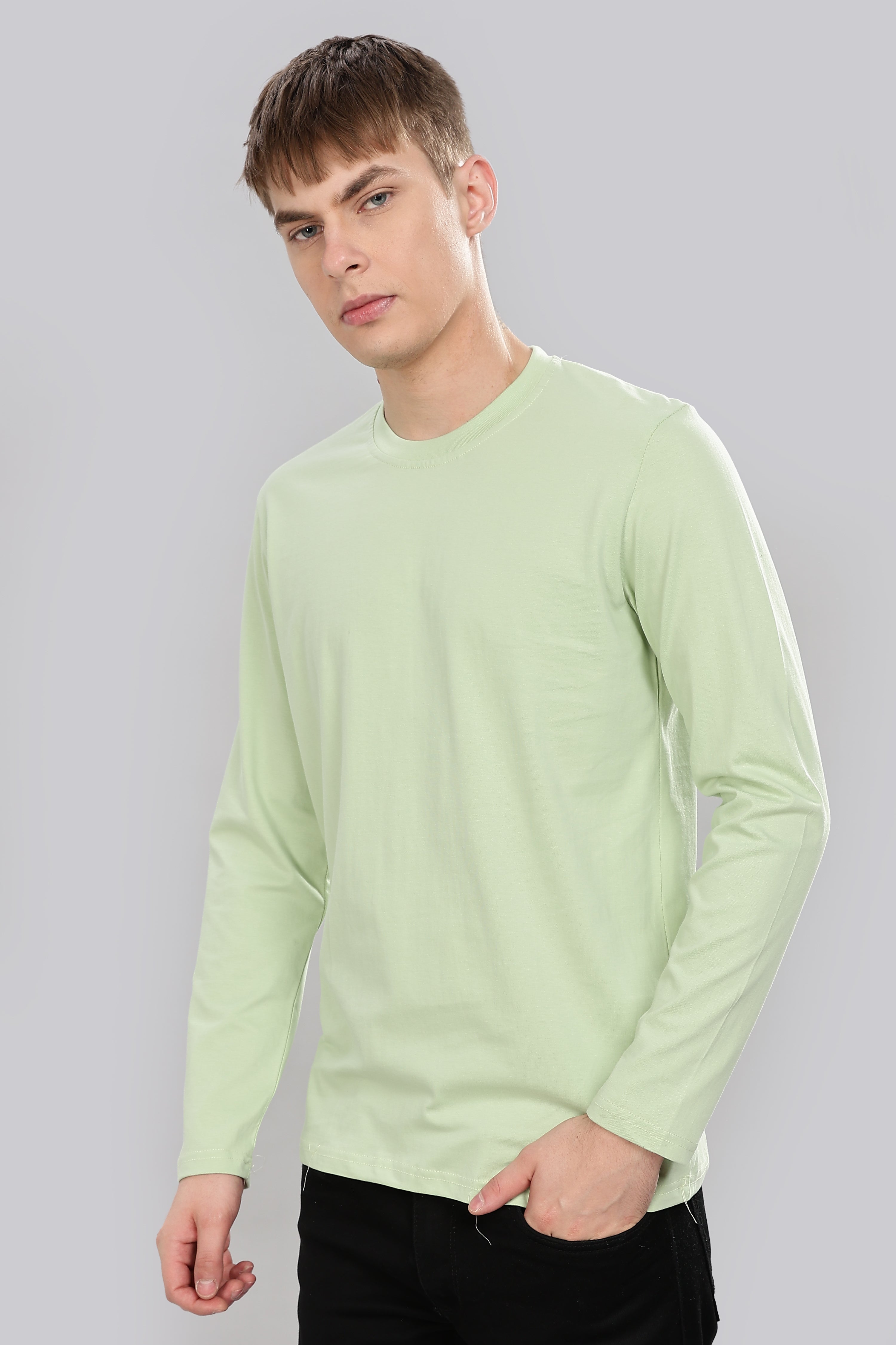 Seafoam Green Long Sleeve Crew Neck T-Shirt
