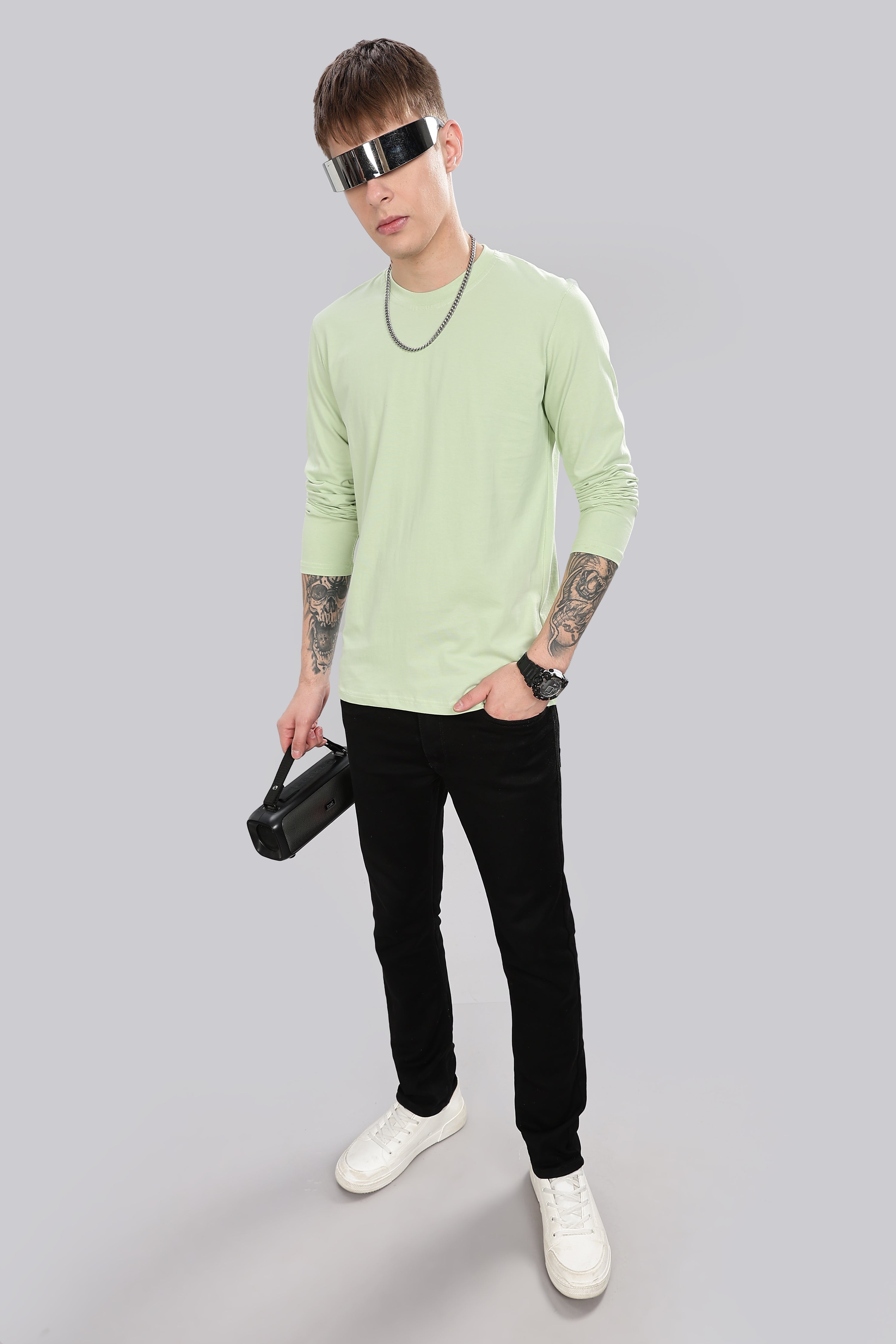 Seafoam Green Long Sleeve Crew Neck T-Shirt