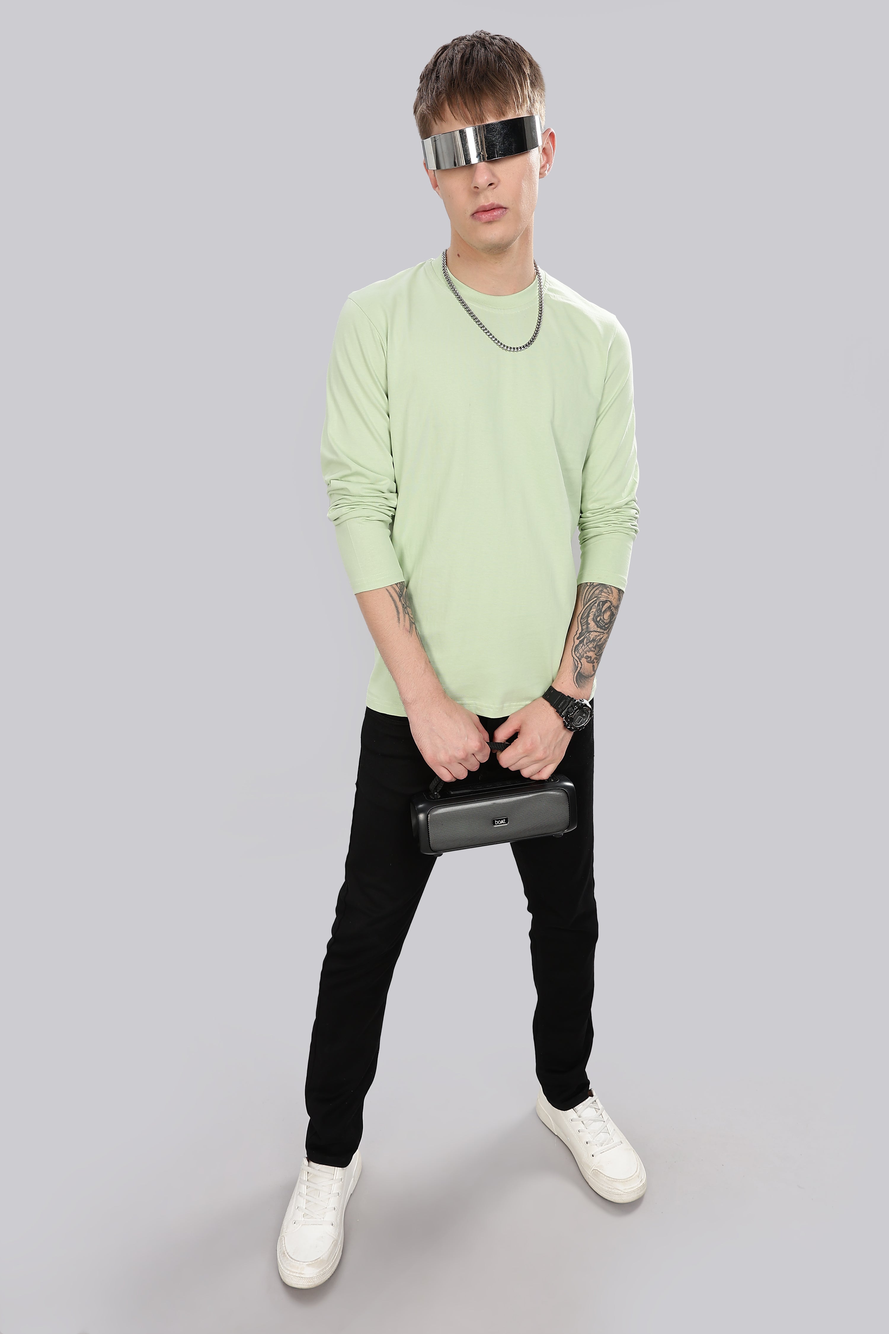 Seafoam Green Long Sleeve Crew Neck T-Shirt