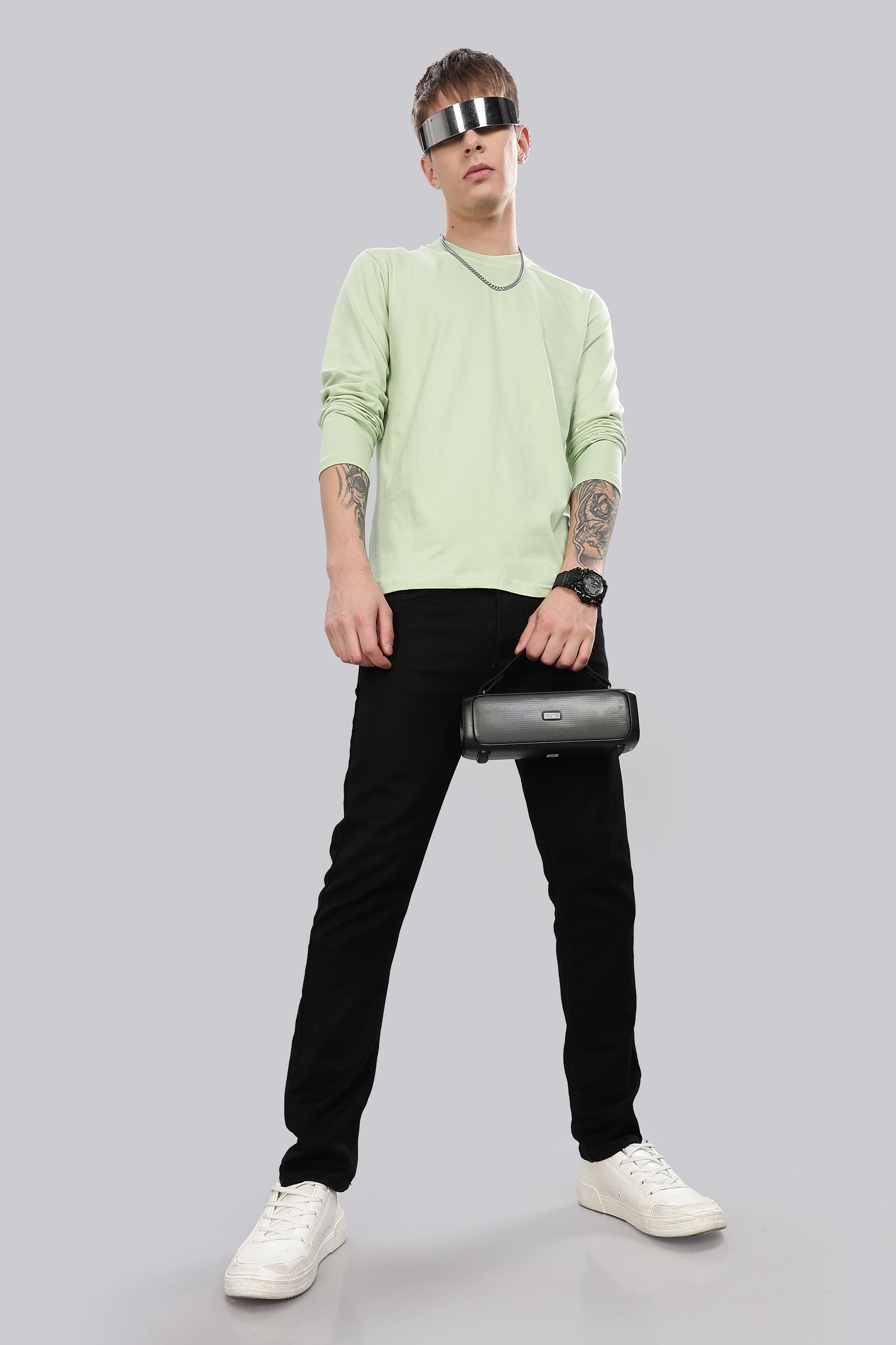 Seafoam Green Long Sleeve Crew Neck T-Shirt