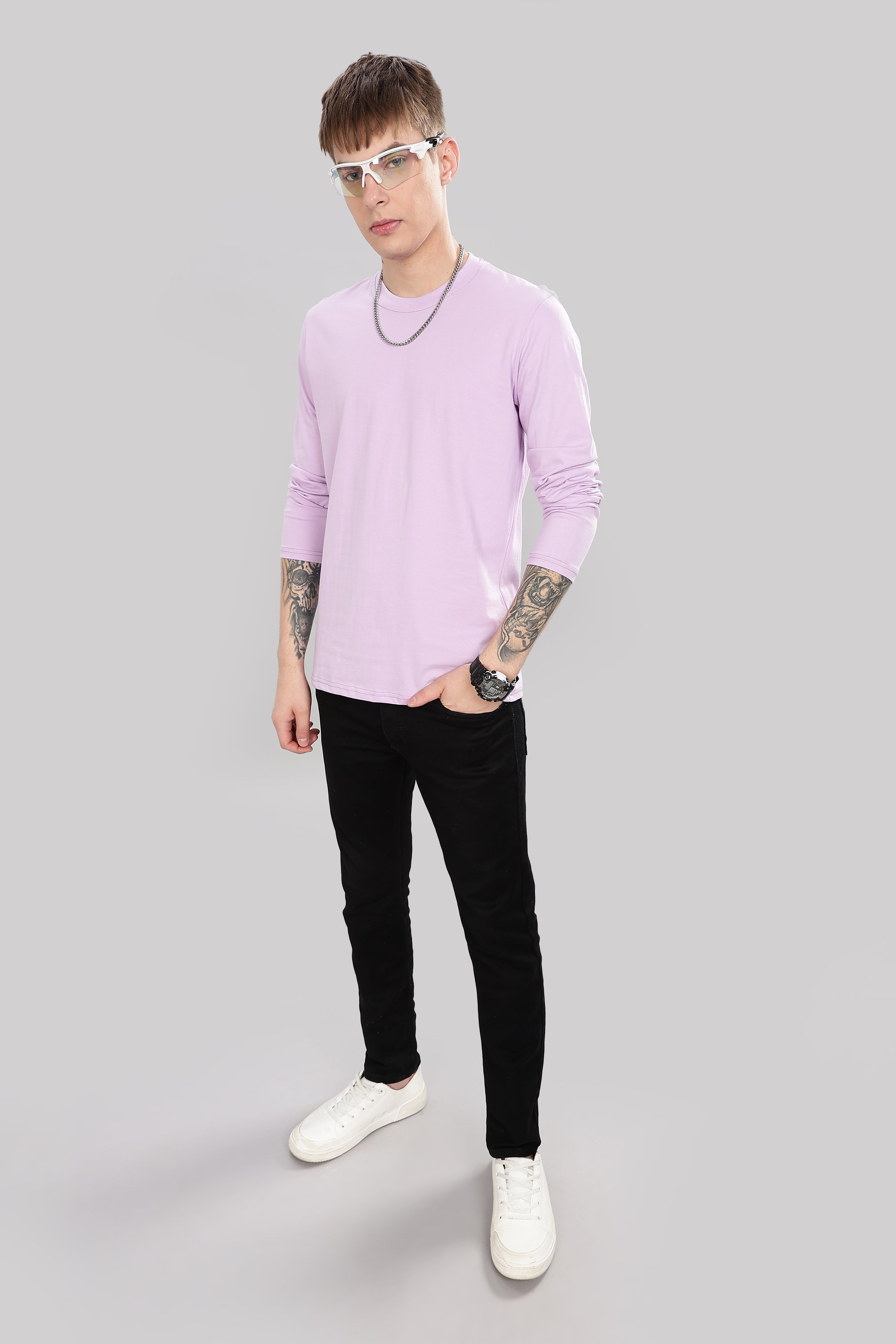 Thistle Purple Long Sleeve Crew Neck T-Shirt