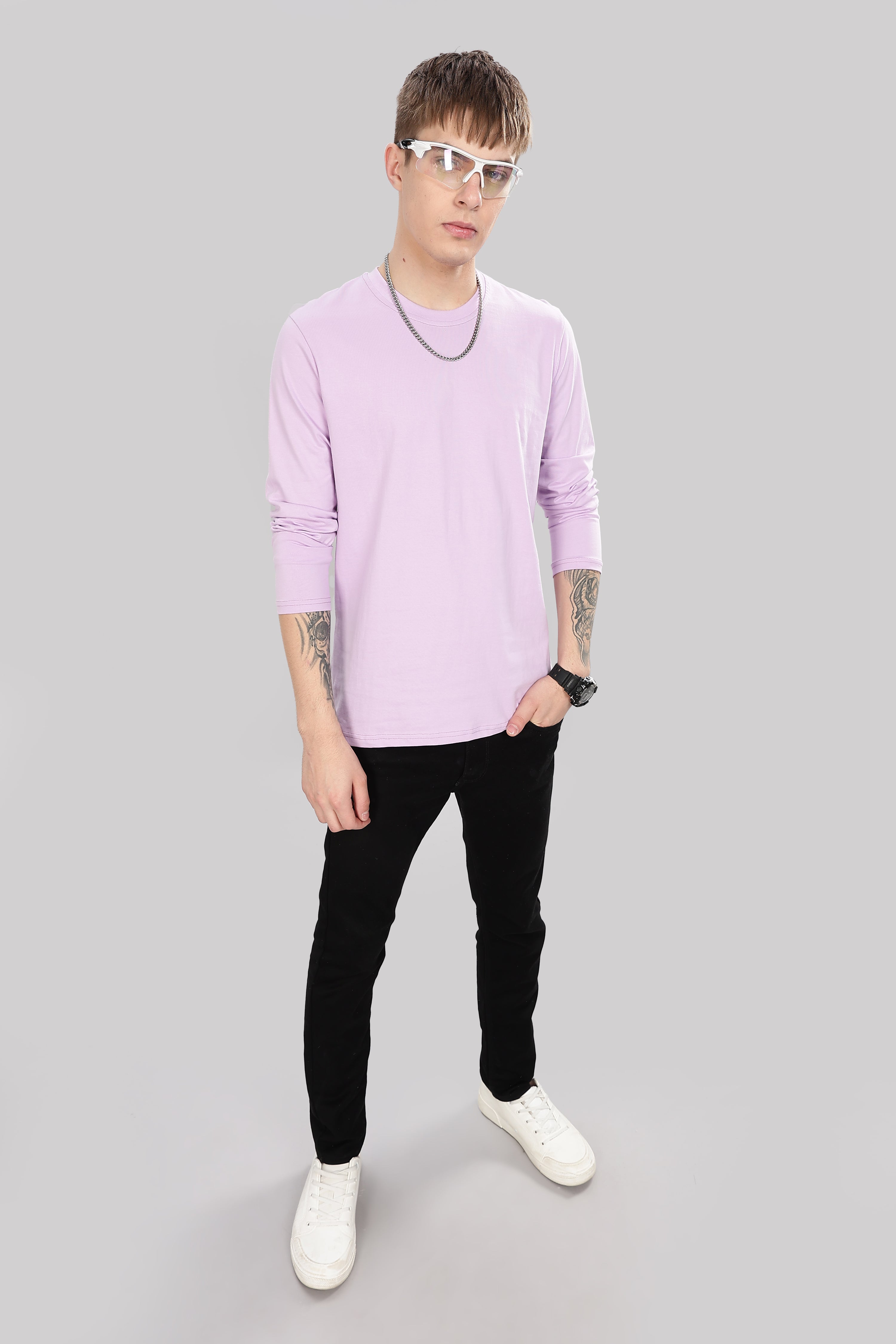 Thistle Purple Long Sleeve Crew Neck T-Shirt