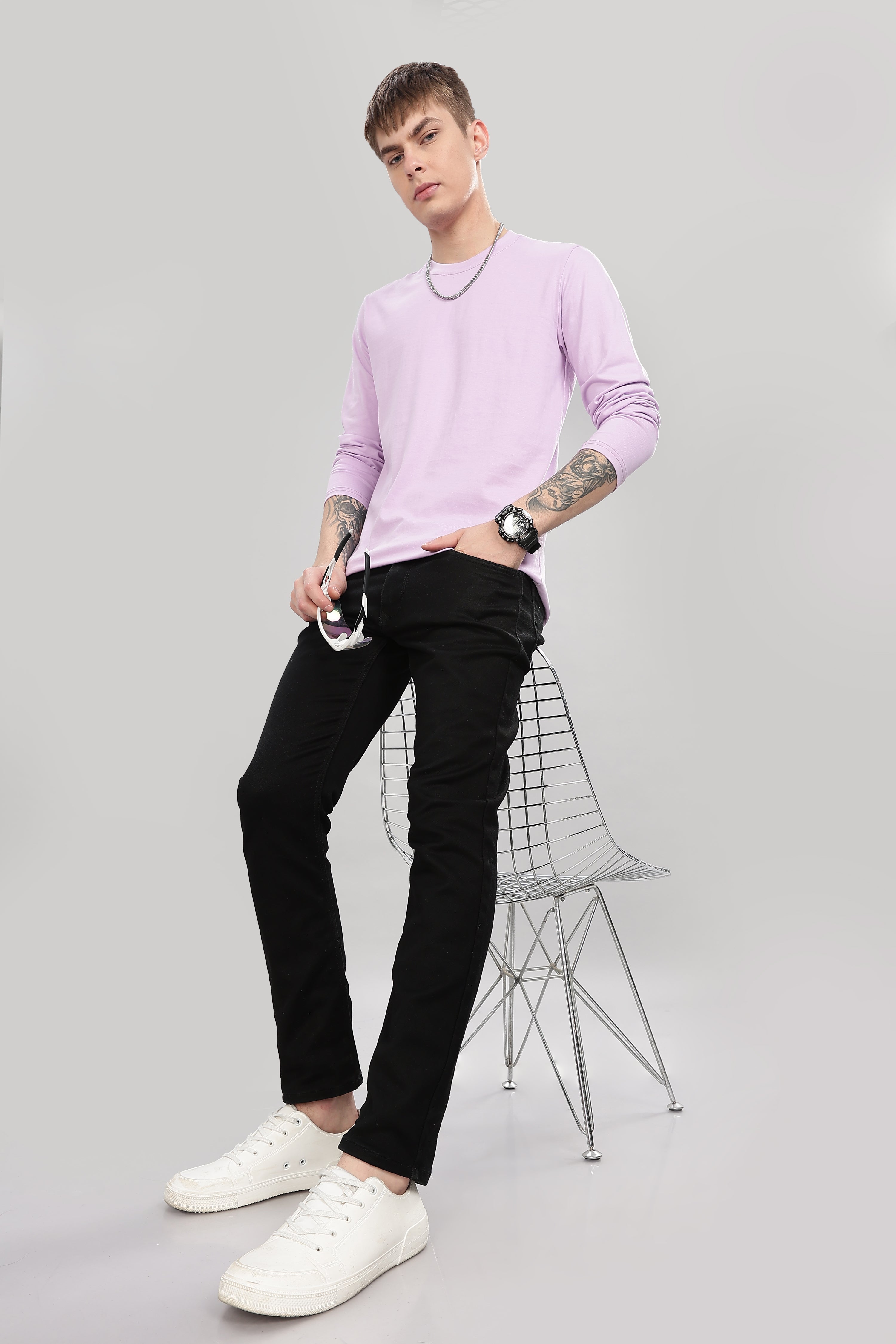 Thistle Purple Long Sleeve Crew Neck T-Shirt