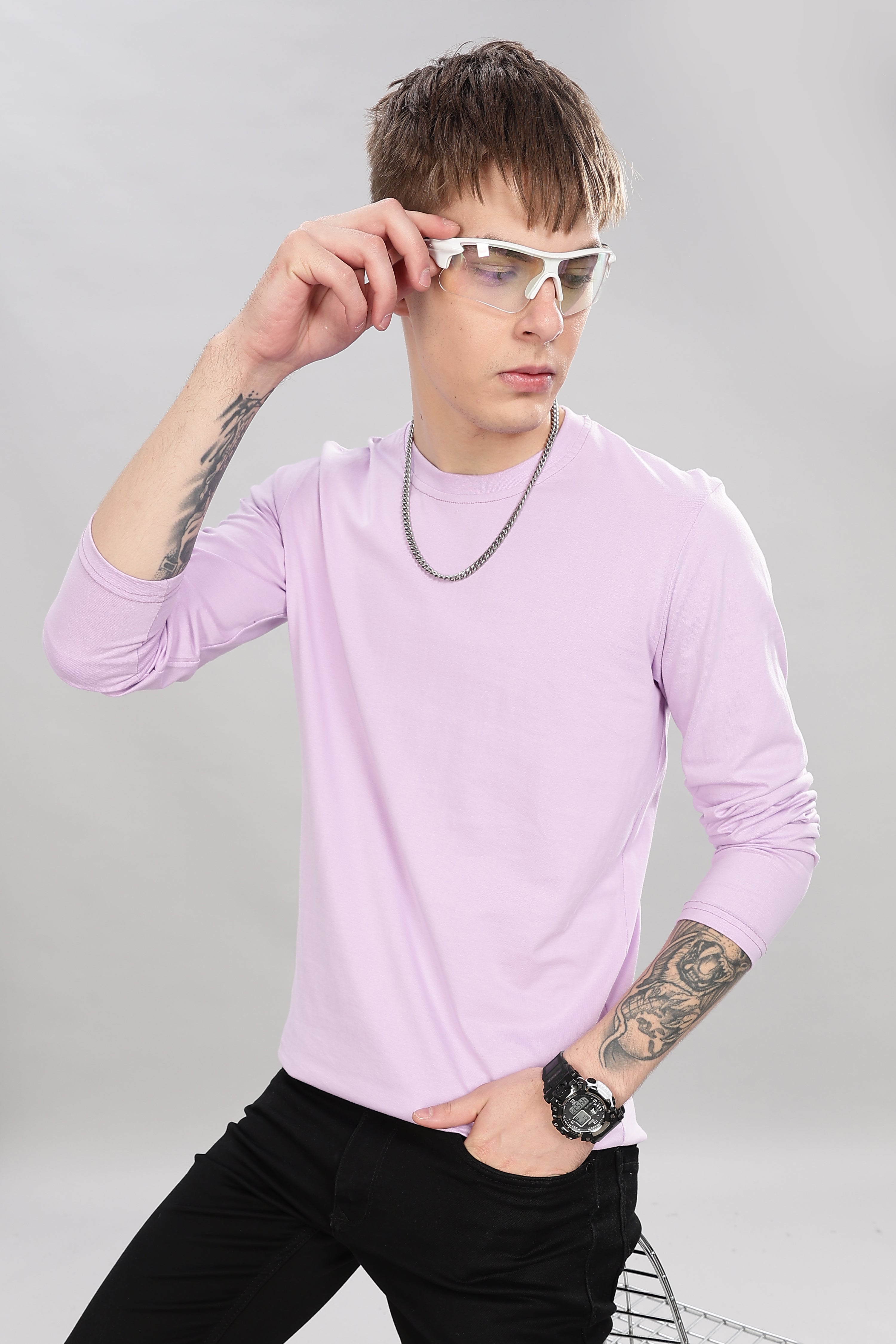Thistle Purple Long Sleeve Crew Neck T-Shirt
