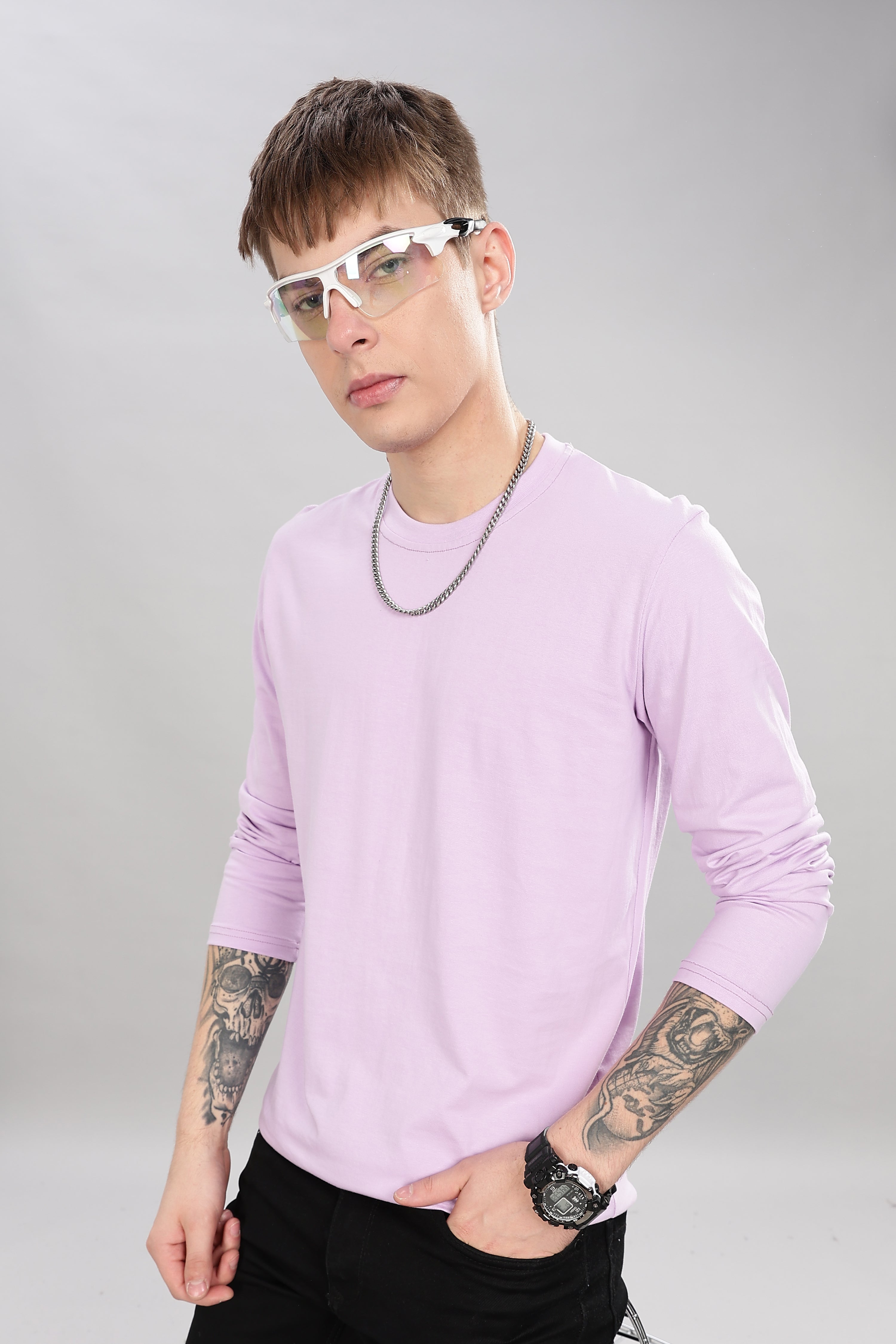 Thistle Purple Long Sleeve Crew Neck T-Shirt