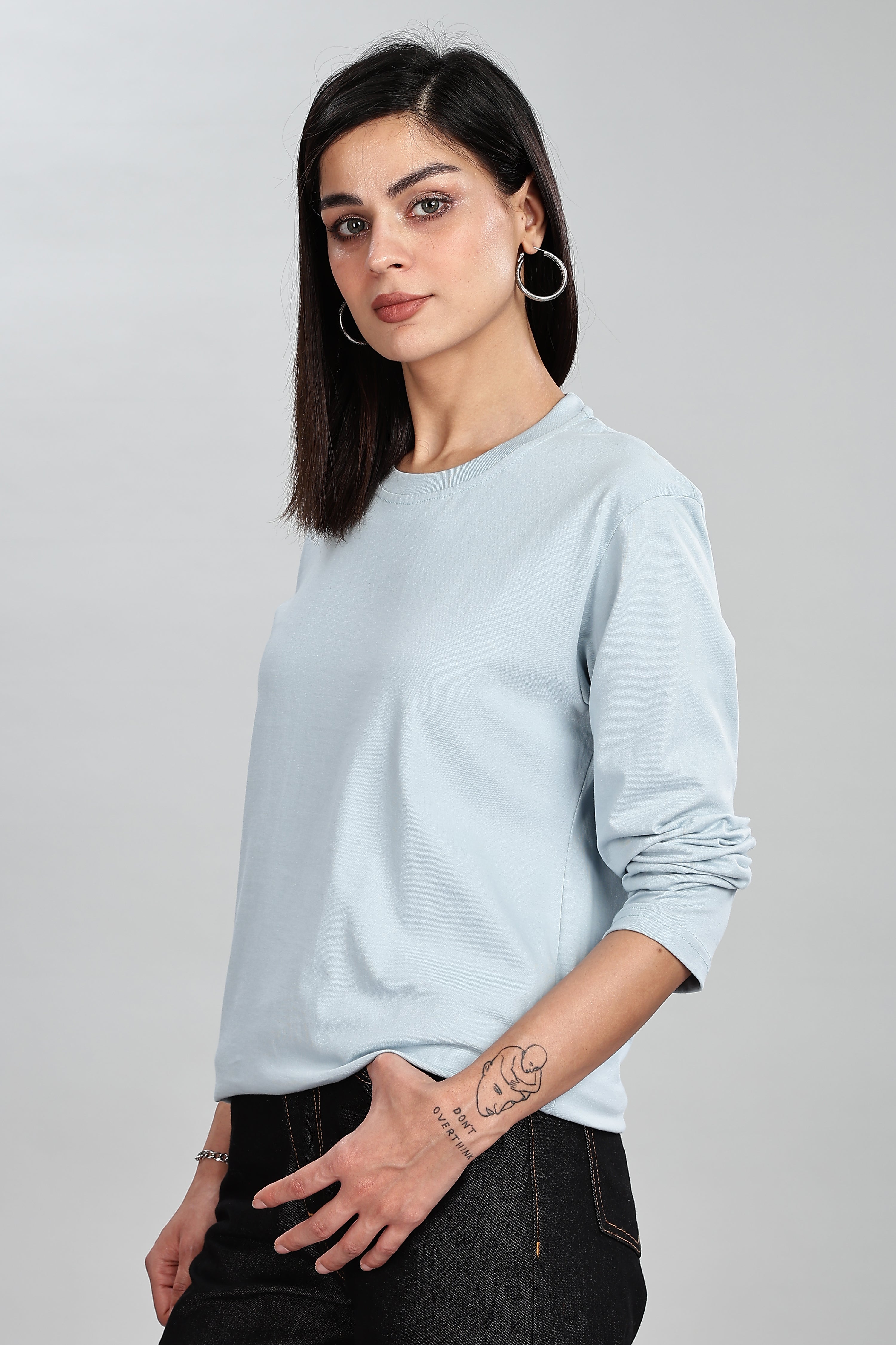 Pigeon Blue Full Sleeve Rounded Neck