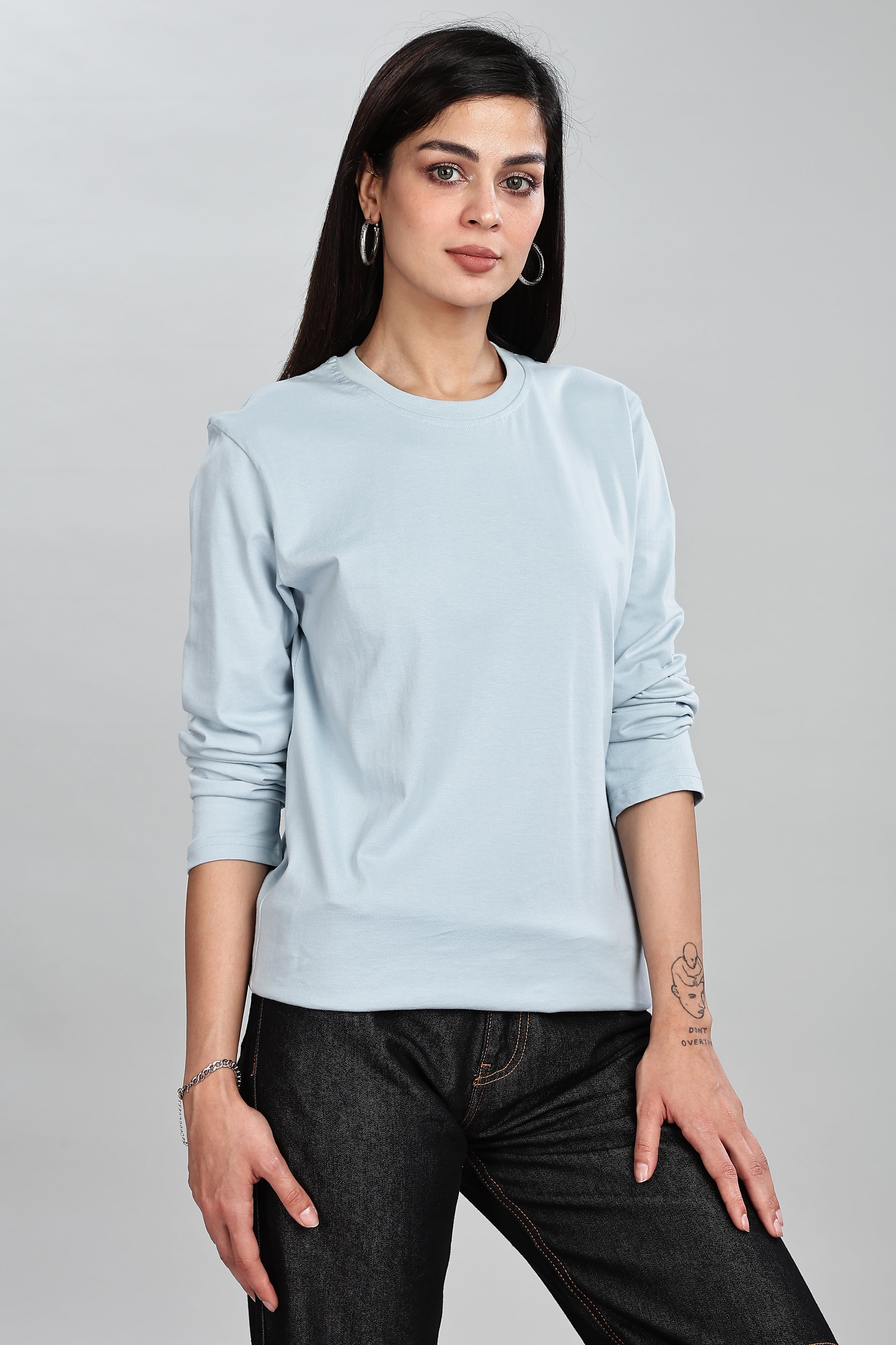Pigeon Blue Full Sleeve Rounded Neck