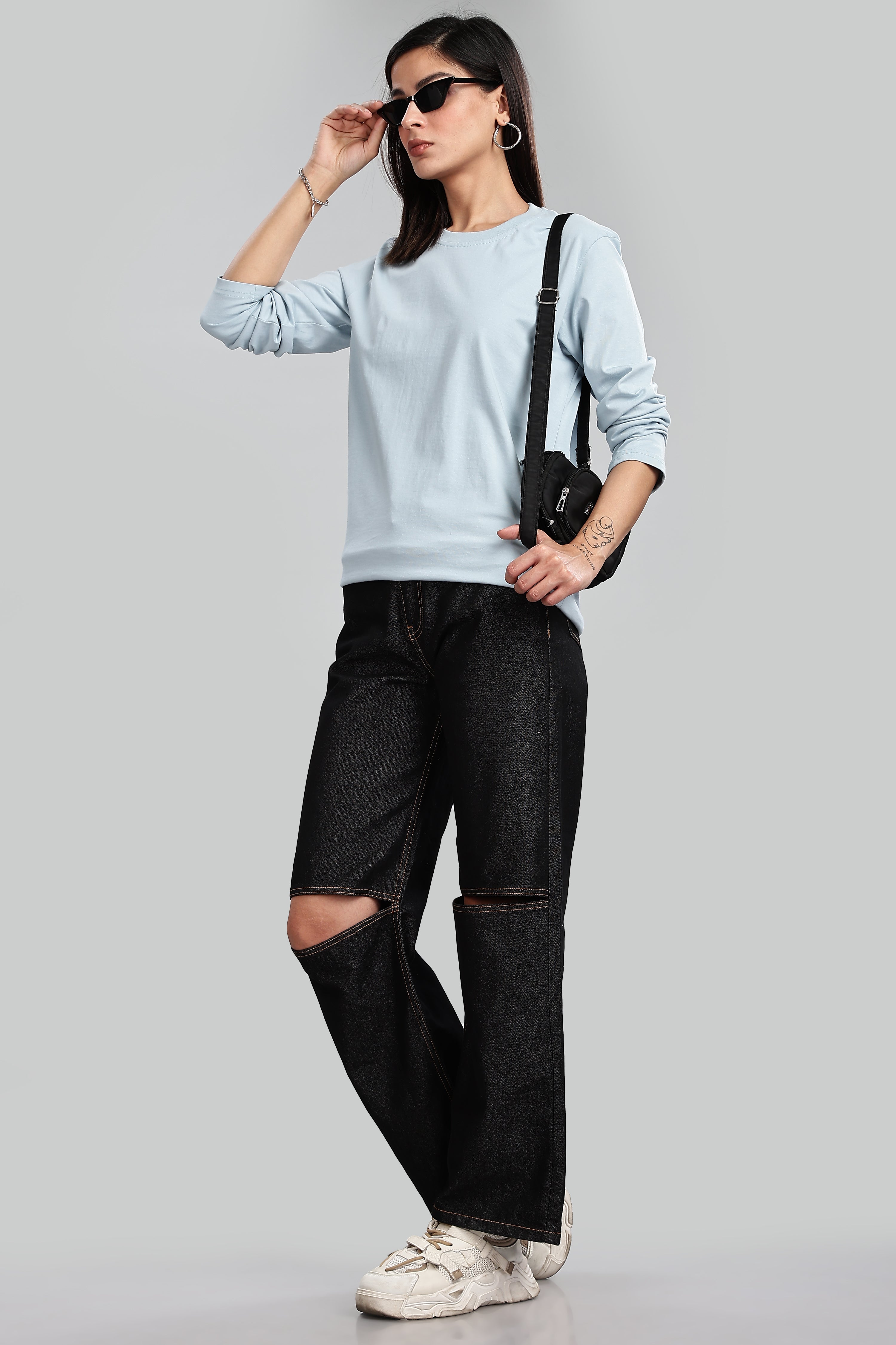 Pigeon Blue Full Sleeve Rounded Neck