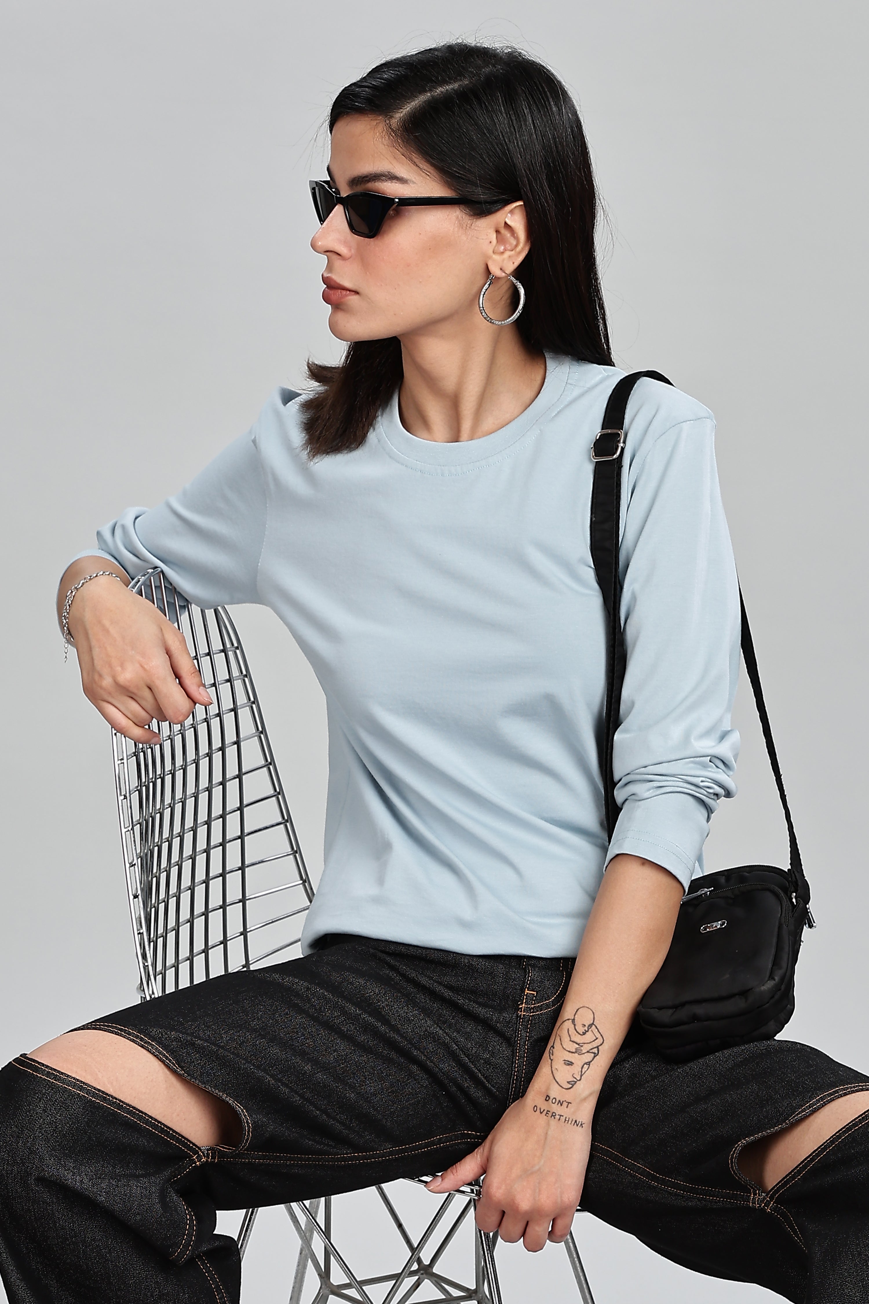 Pigeon Blue Full Sleeve Rounded Neck