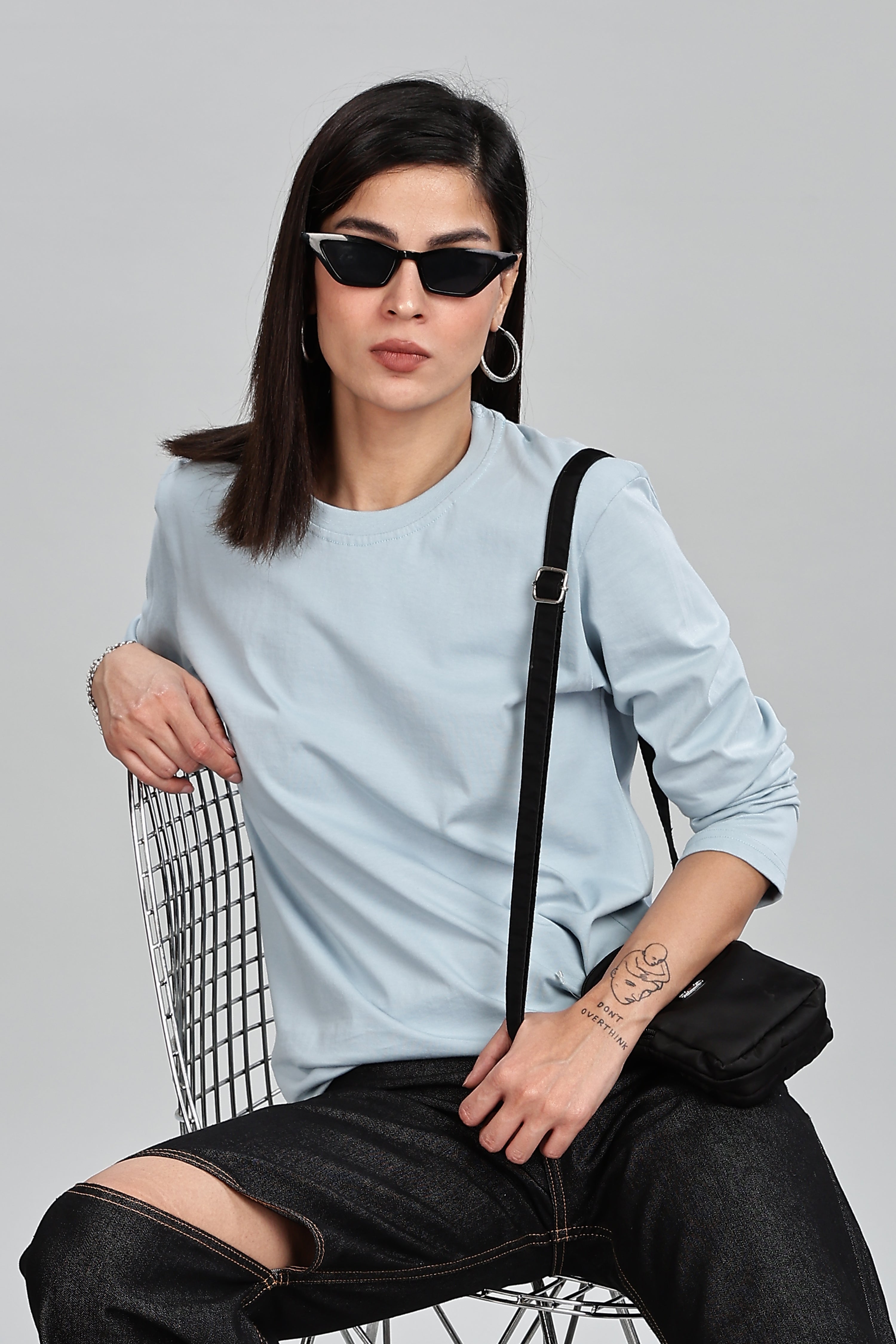 Pigeon Blue Full Sleeve Rounded Neck