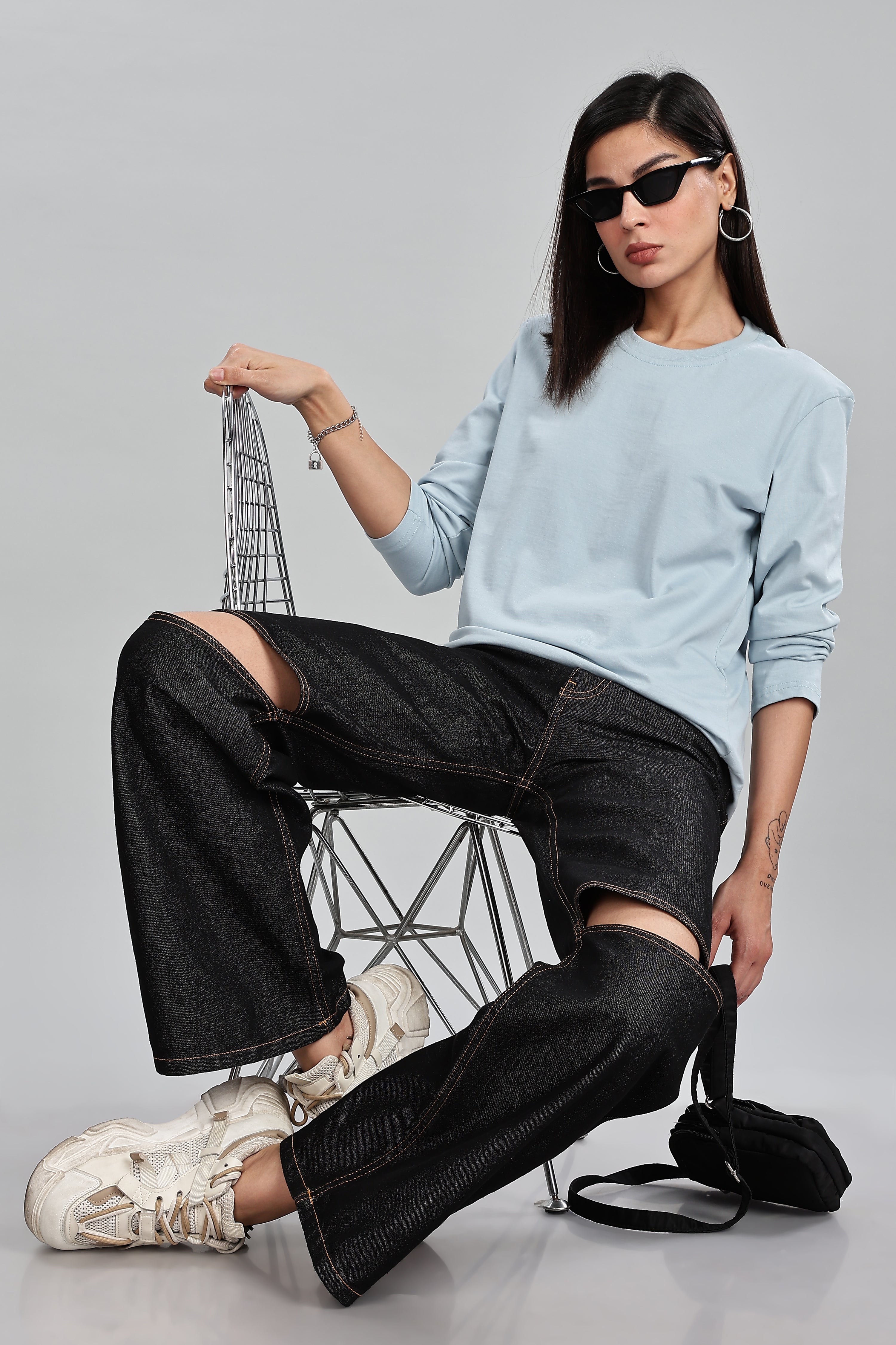 Pigeon Blue Full Sleeve Rounded Neck