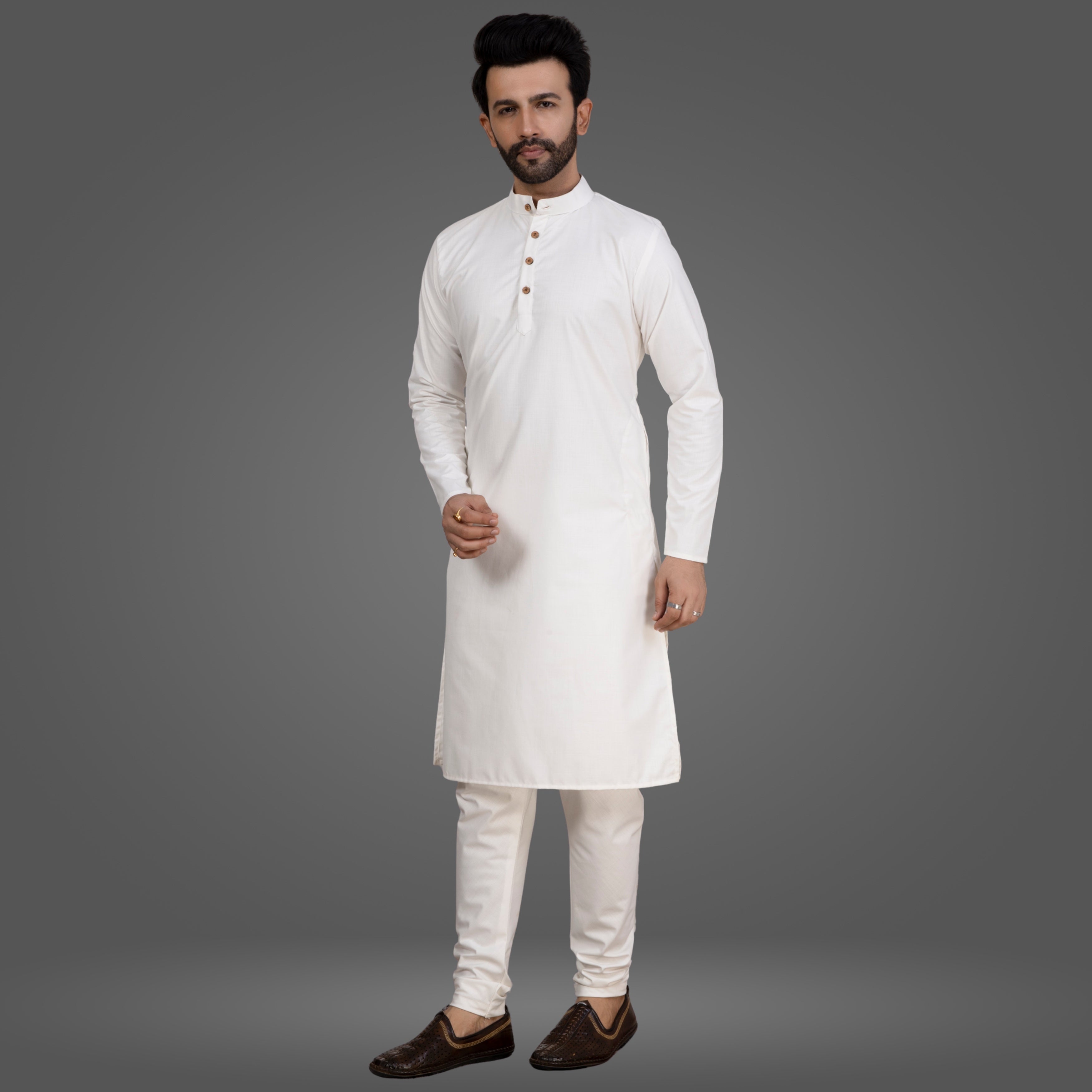 White Premium Cotton Kurta Pajama