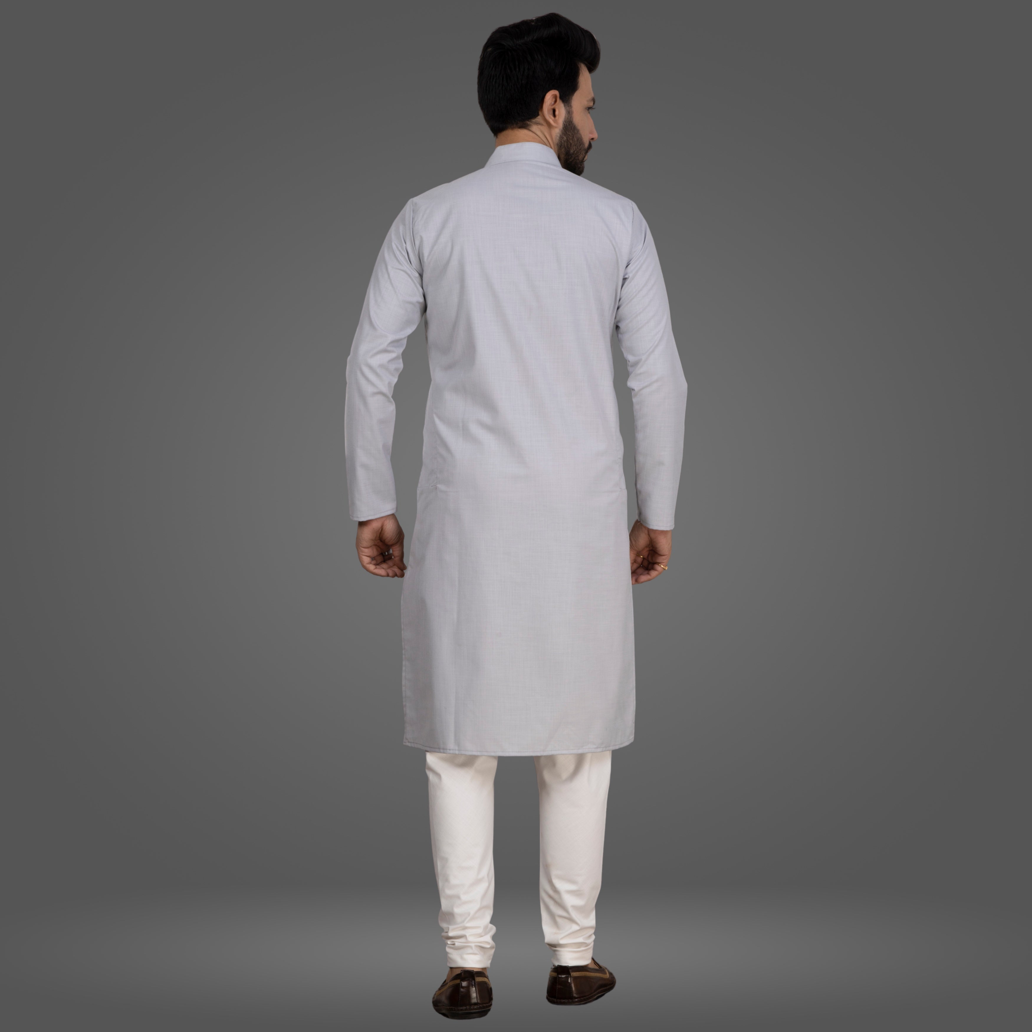 Ash Grey Premium Cotton Kurta Pajama