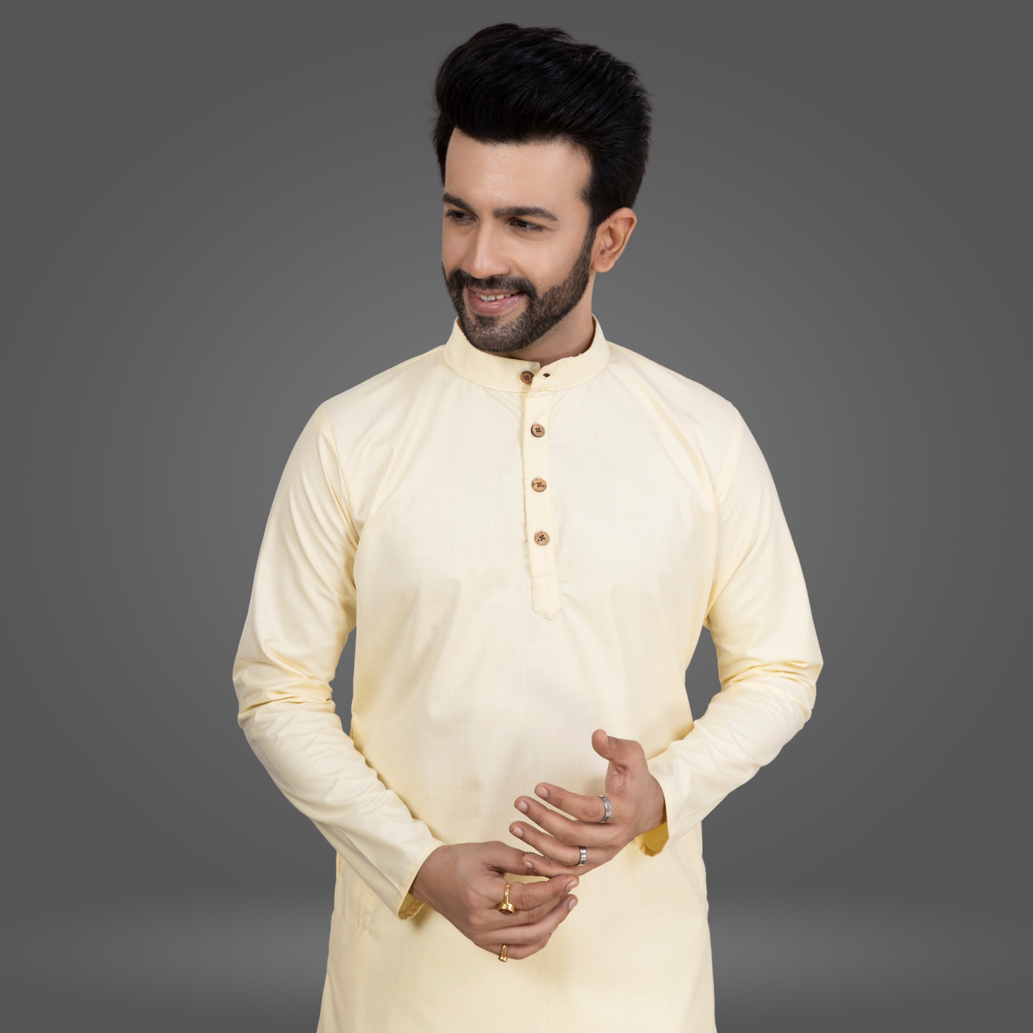 Light Yellow Premium Cotton Kurta Pajama