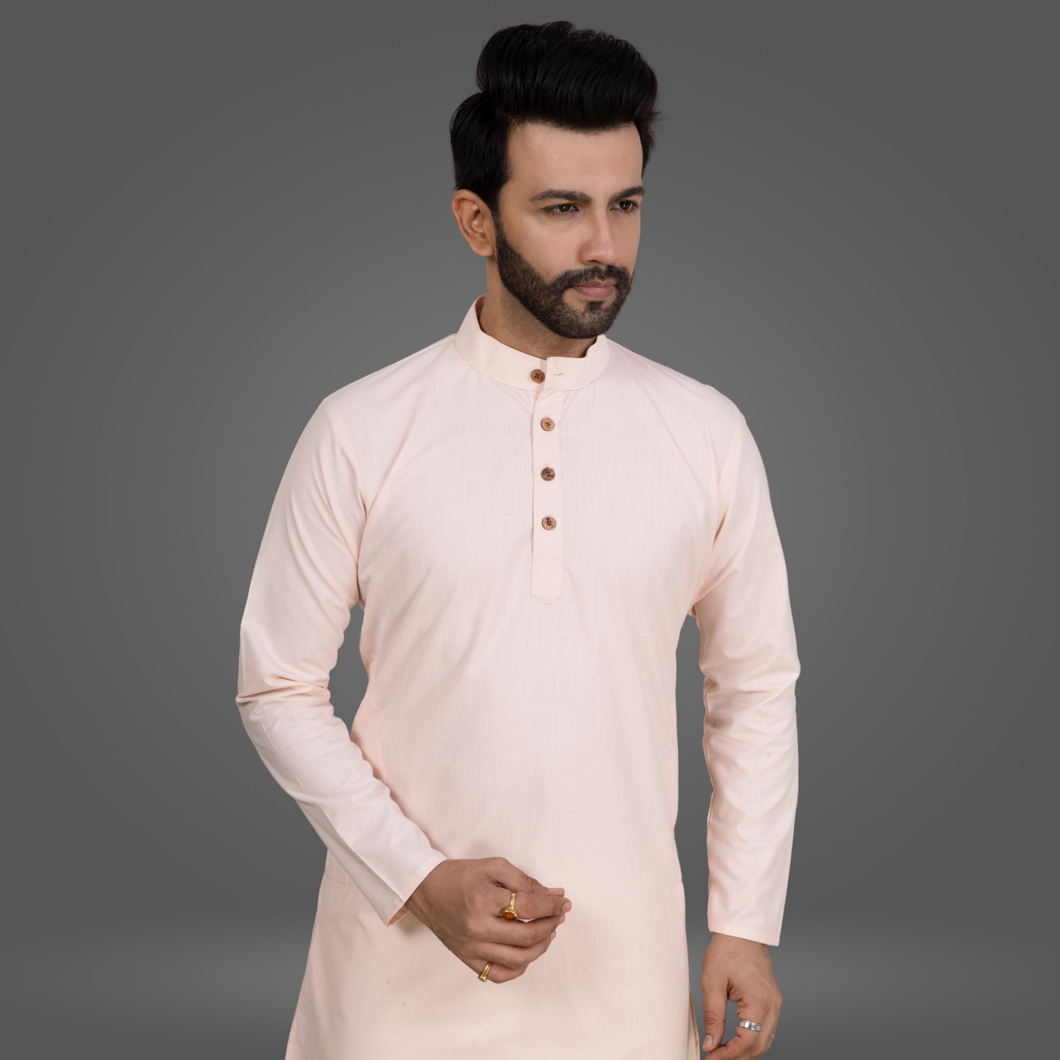 Peach Premium Cotton Kurta Pajama