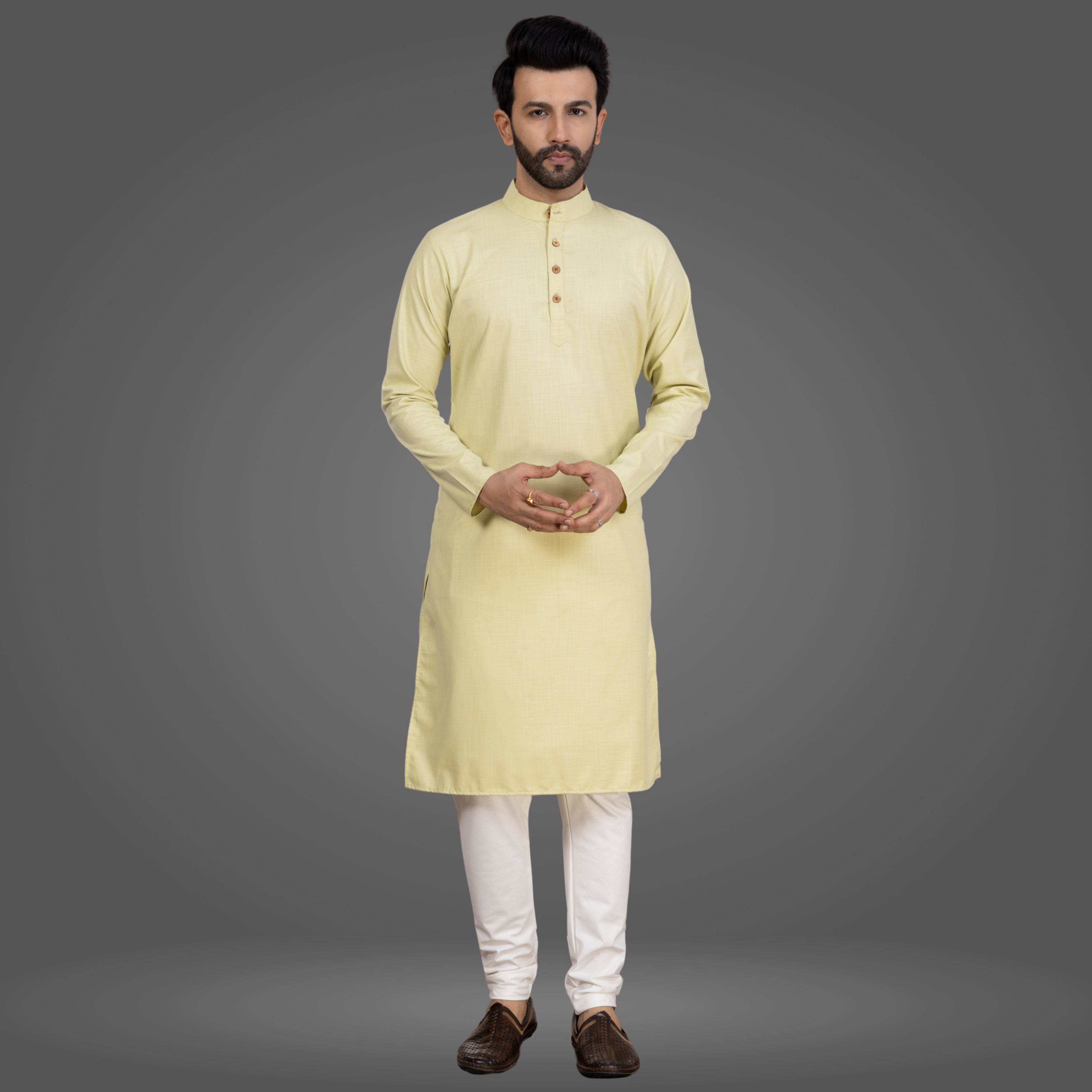 Lime Green Premium Cotton Kurta Pajama