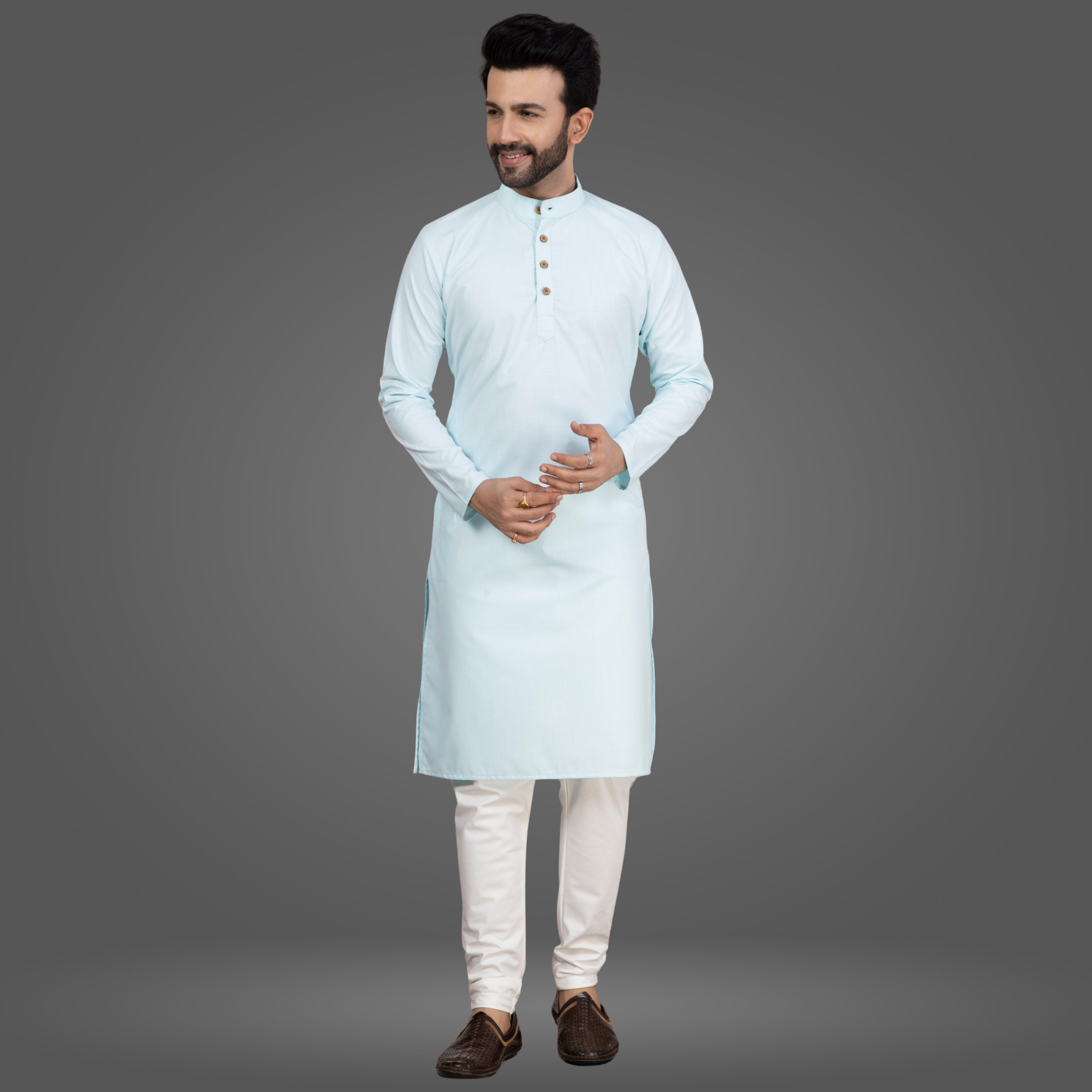 Sky Blue Premium Cotton Kurta Pajama