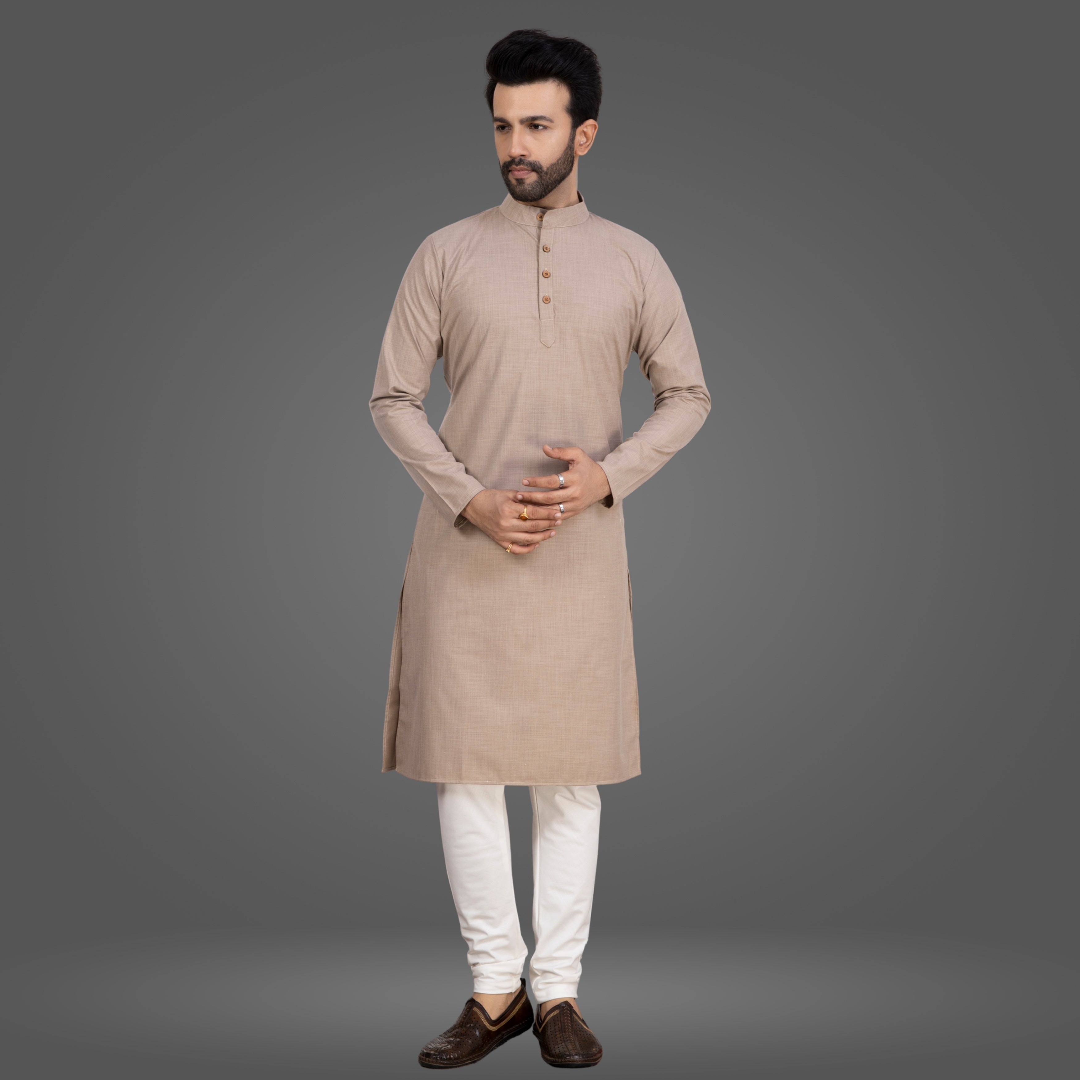 Light Brown Premium Cotton Kurta Pajama