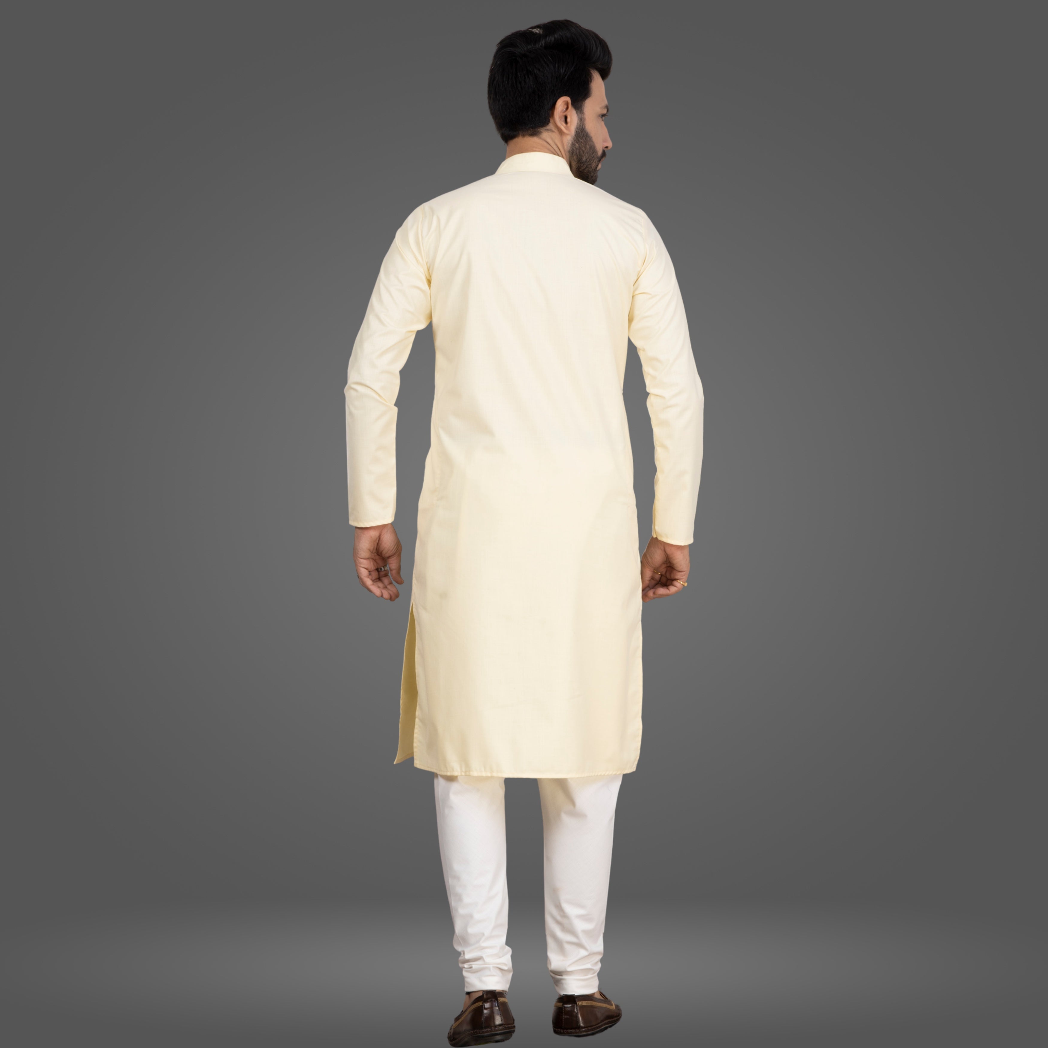 Light Yellow Premium Cotton Kurta Pajama